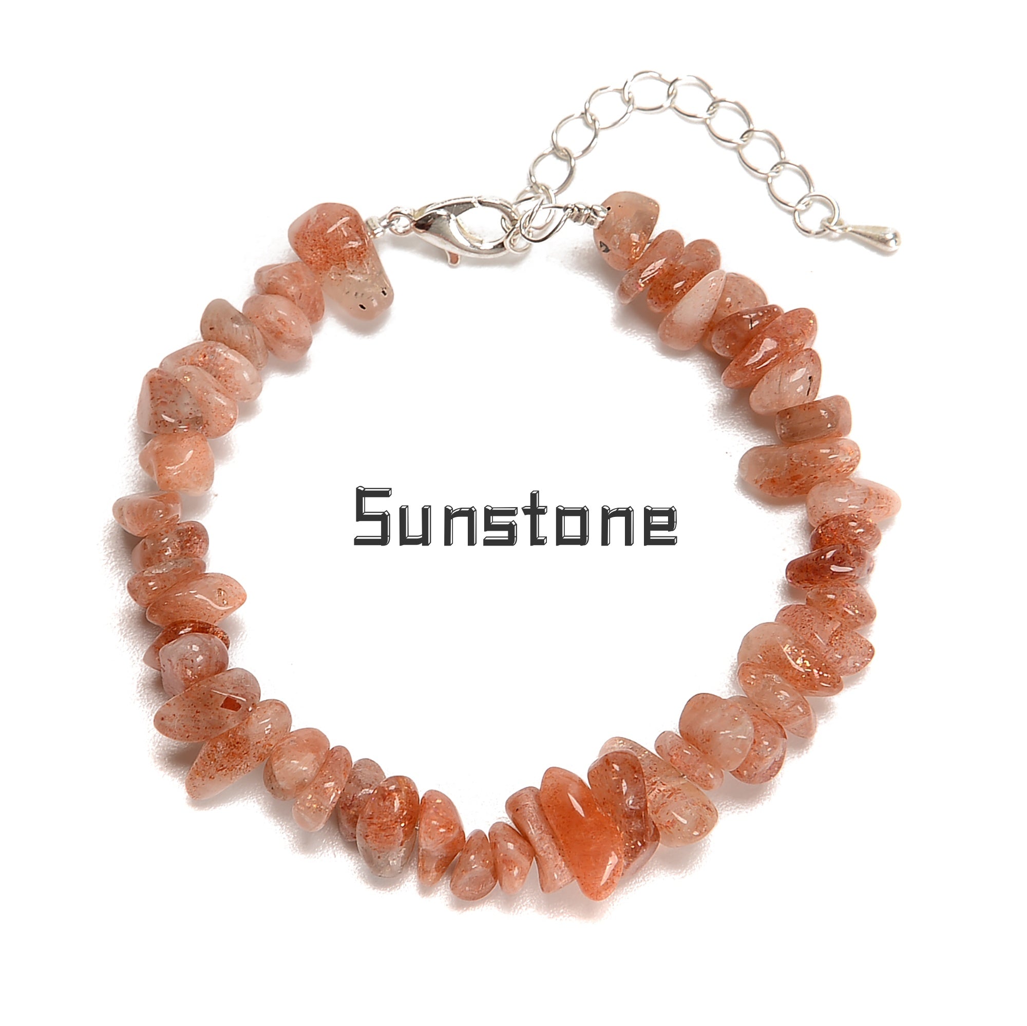 02 Mixed Gemstone Chips Bracelet with Silver Plated Clasp - 5mm & 8mm Beads, 7
