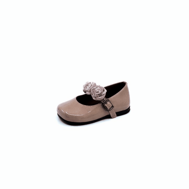 Clarys Girls' Flower Embellished Buckle Mary Jane Shoes - Rose Patent Leather School Dress Shoes for Toddler & Little Girls