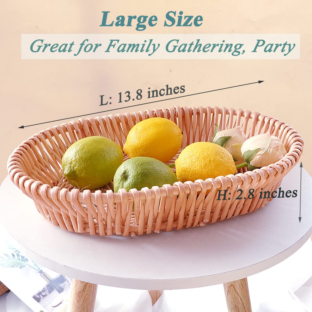 Handmade Natural Wicker Bread Basket - 13.8 Inch Woven Fruit Serving Basket for Kitchen Counter, Dining Table & Bathroom Storage | Perfect for Bread Display, Fruit Bowls & Home Decor Organization