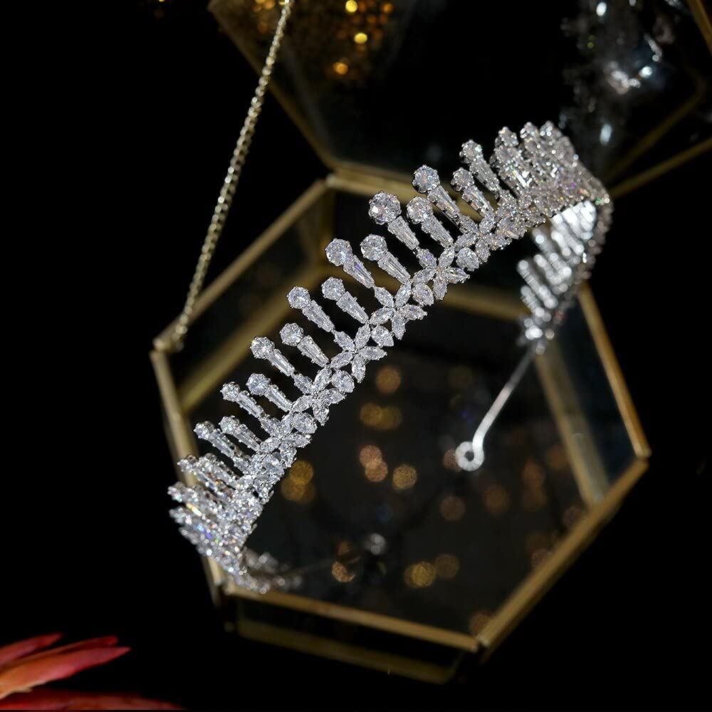 Elegant BIEMBI Flower Cubic Zirconia Crown Tiara for Women - Wedding Hair Accessories, Bridal Headpiece, Birthday Party Jewelry Gift - Perfect for Weddings, Prom, Pageants & Special Occasions
