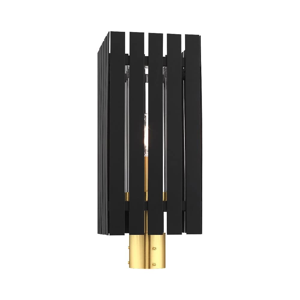 Livex Lighting 1-Light Satin Brass Outdoor Post Top Lantern - Elegant Exterior Lighting for Porch, Garden, and Pathway Illumination