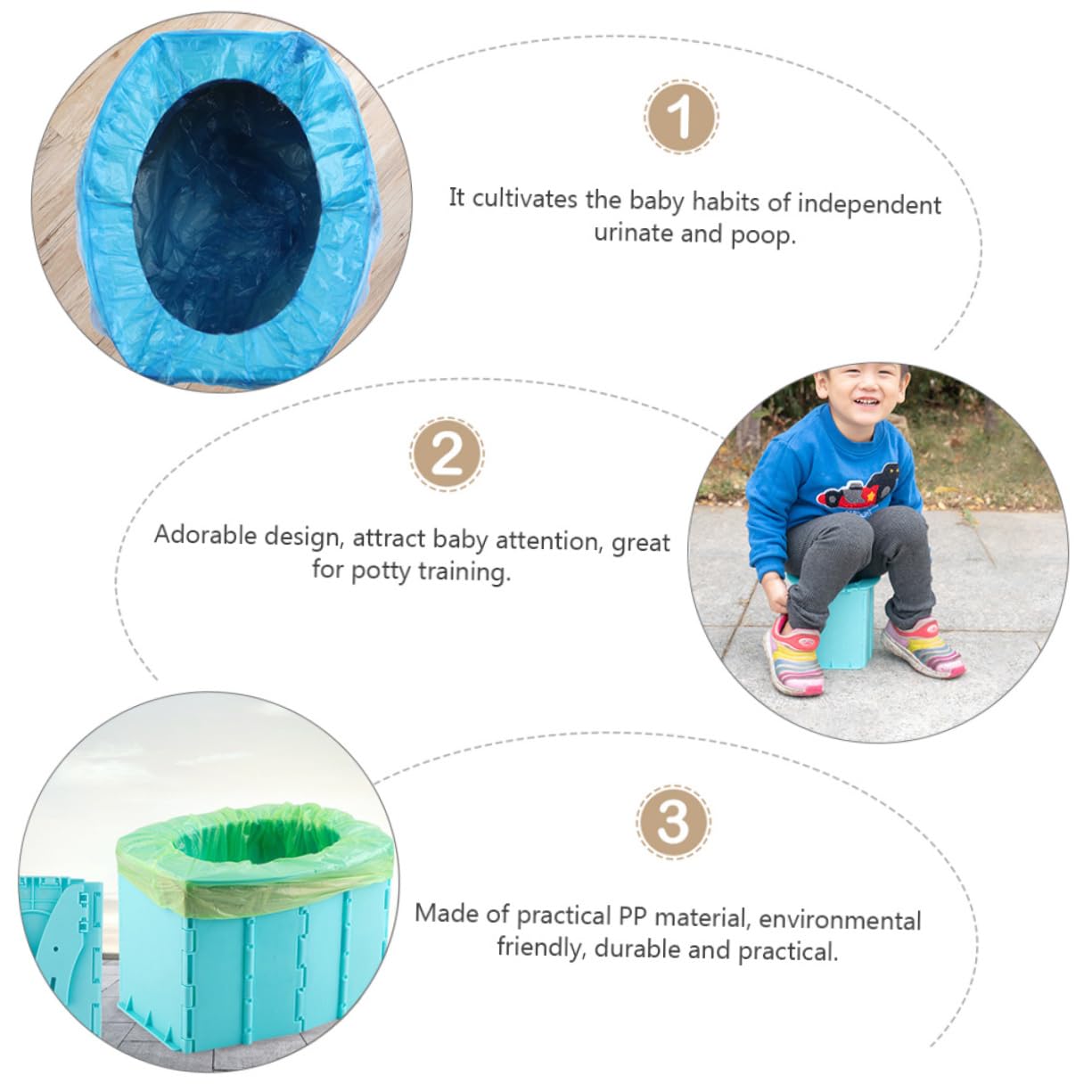 iFUNDOM 3-Pack Foldable Travel Toilet Seat Cover - Portable Car Potty Chair for Adults & Kids, Lightweight PP Material - Perfect for Camping, Road Trips & Emergency Use