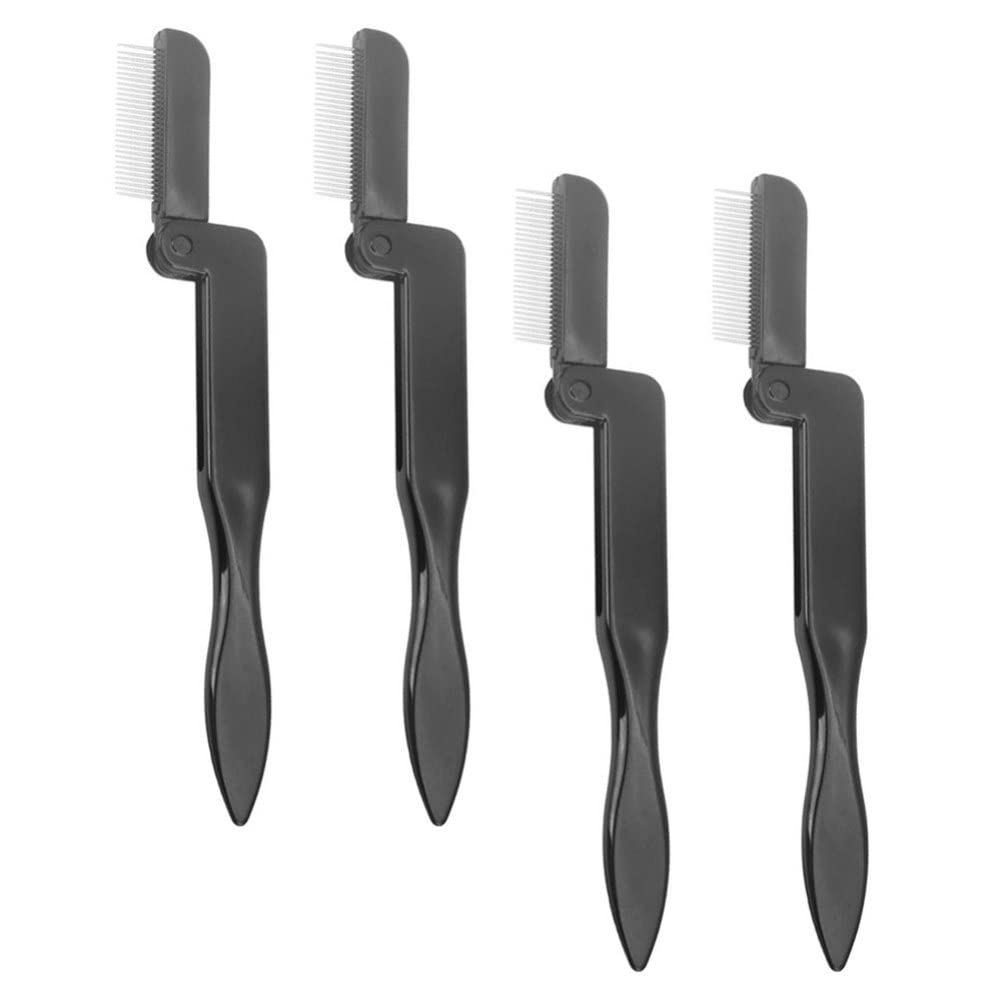 FRCOLOR 4-Piece Makeup Brush Set - Foldable Eyelash Comb, Eyelash Separator, Eyebrow & Eyelash Grooming Brush - Professional Eye Makeup Tools for Perfect Lashes & Brows | Ideal for Home, Travel & Professional Makeup Kits