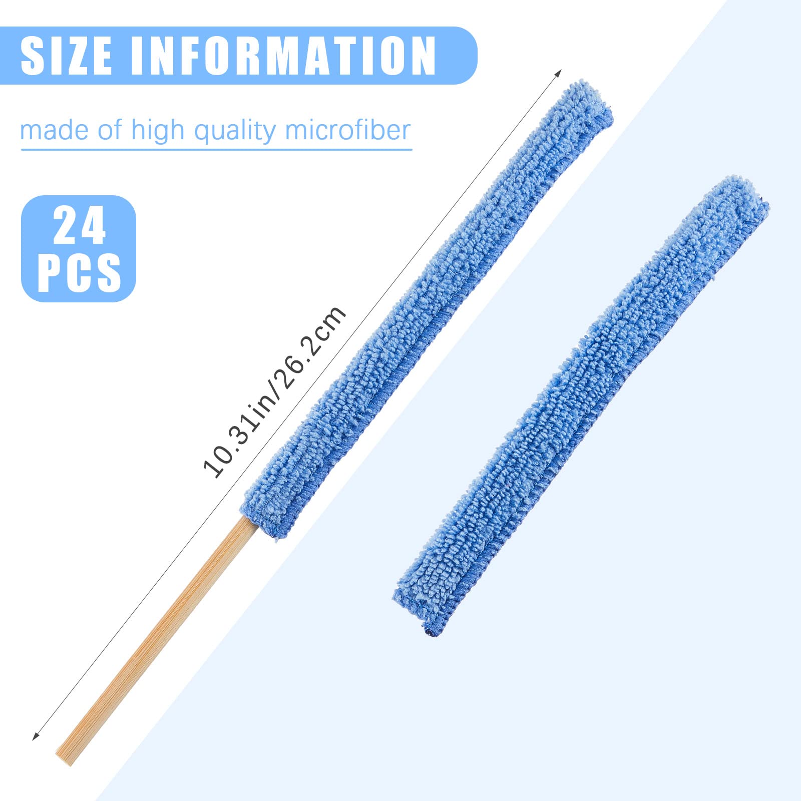 Honeydak 24-Piece Microfiber Detail Duster Sticks Set - Mini Cleaning Brushes for Car Vents, Home Air Vents, Windows & Tight Spaces - Dust Removal Tool for Electronics, Keyboards & Small Crevices