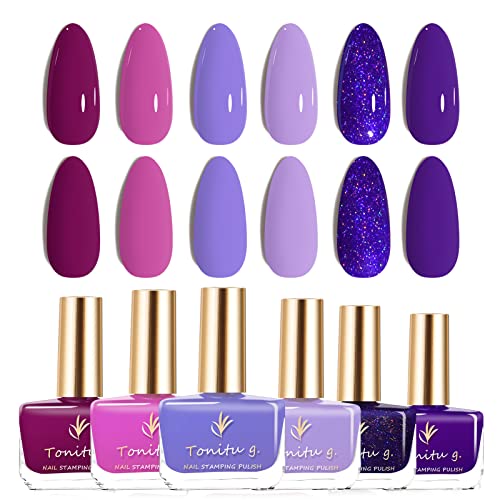6 Colors Long Lasting Quick Dry Nail Polish Kit - Non-Toxic Glitter & Sparkle Nail Art Set with Bright Solid Shades | Perfect Gift for Girls, Women | Home Spa, Party, Wedding & Daily Manicure (City Rose)