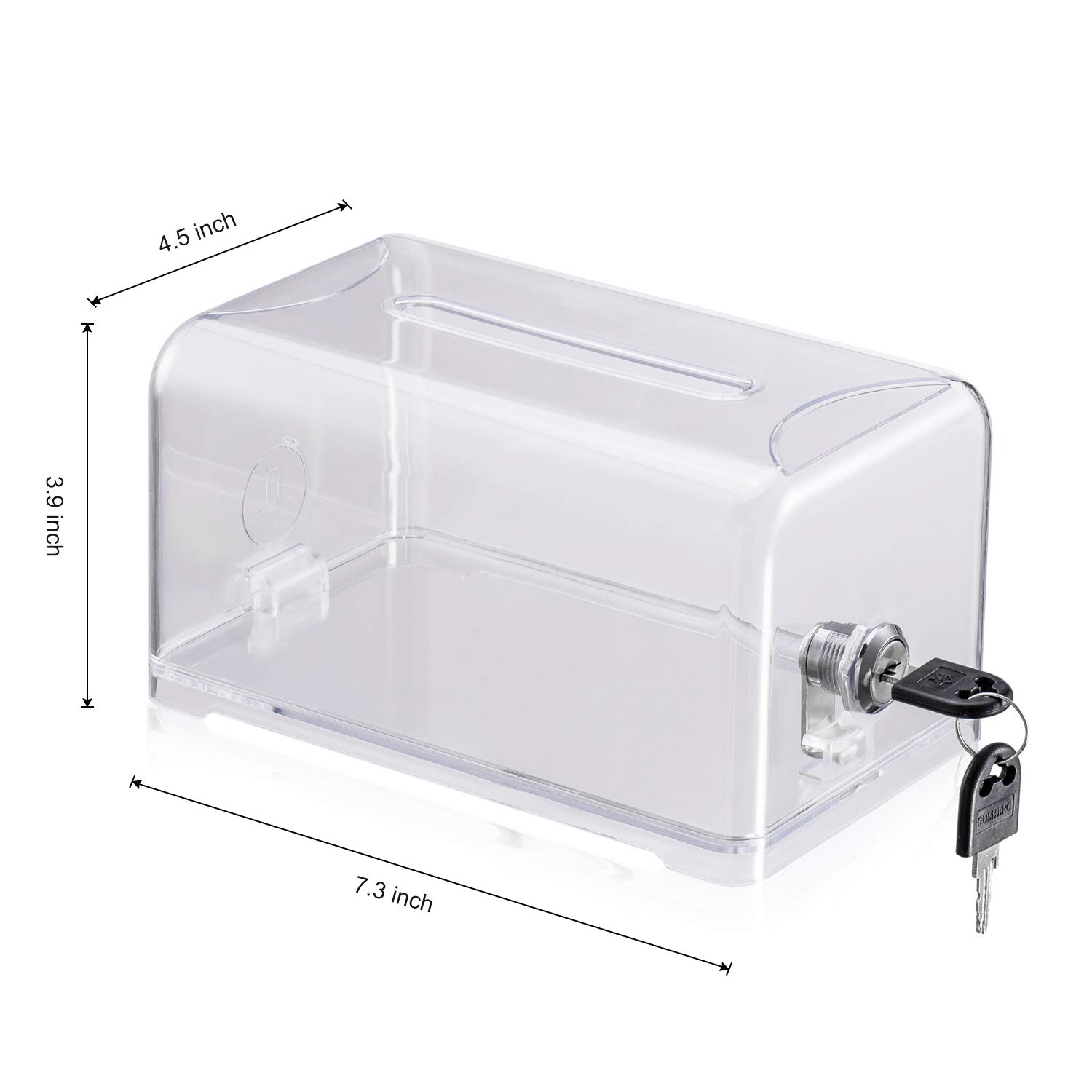 Polmart Clear Transparent Locking Donation Box - Secure Tip, Suggestion & Business Card Collection - Ideal for Restaurants, Cafes & Retail Stores