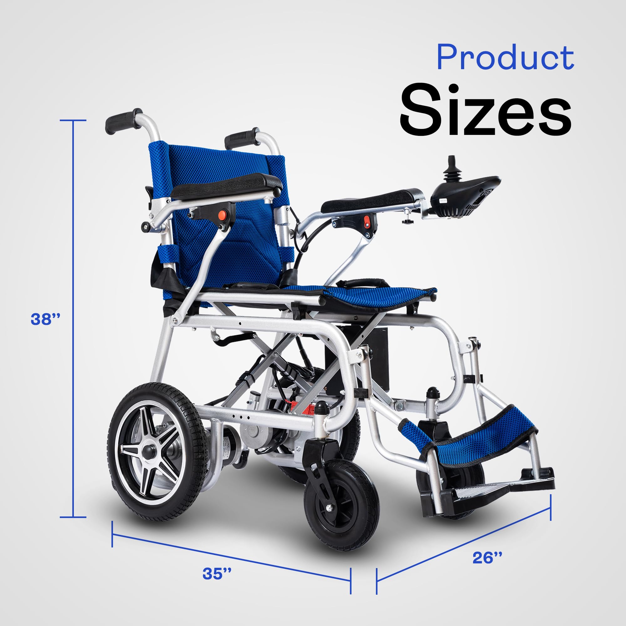 Artemis Pro Lightweight Foldable Electric Wheelchair for Adults & Seniors - 250W x 2 Motor Power Wheelchair - Portable Travel Wheelchair with Long Battery Life (Blue) | Ideal for Indoor Use, Outdoor Activities, Air Travel and Daily Mobility