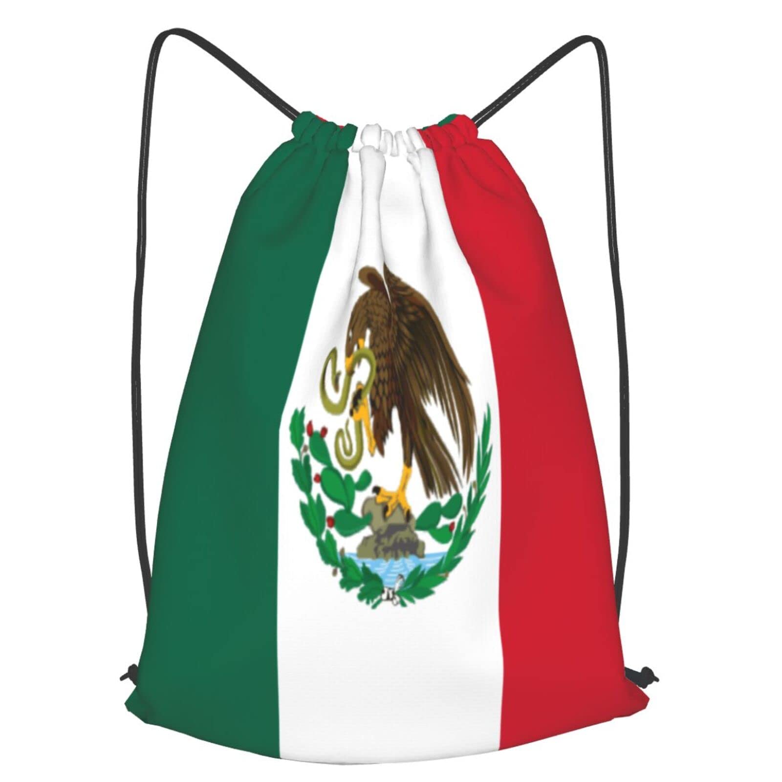Mexico Flag Drawstring Backpack - Waterproof Lightweight Tote Bag for Travel, Gym, Pool & Beach | Durable Cinch Sack for Sports, Shopping & Outdoor Activities