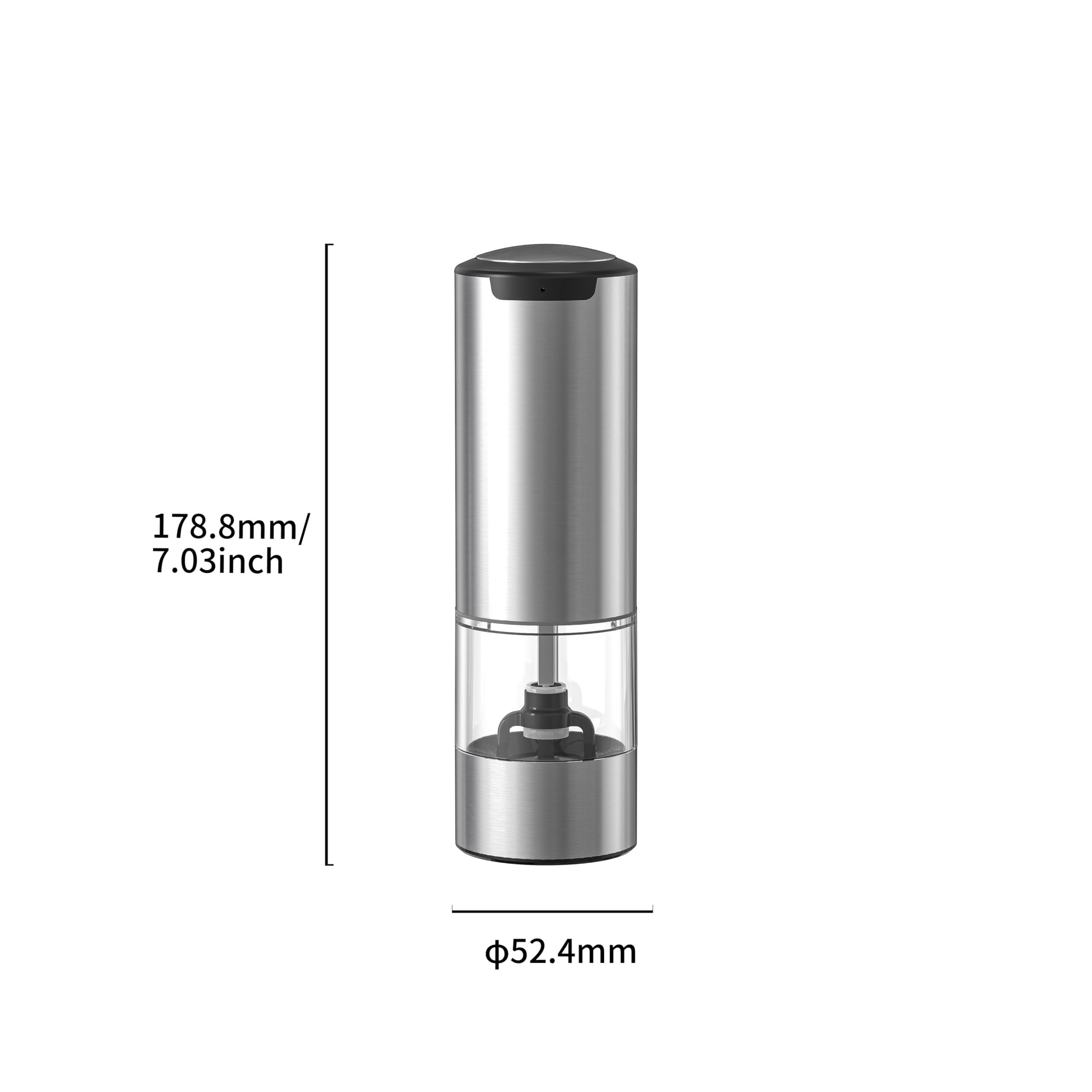 Rechargeable Electric Pepper Grinder & Salt Mill - LED Stainless Steel One-Hand Automatic Operation, Adjustable Coarseness, Refillable - Perfect for Kitchen, Dining Table & Camping Use