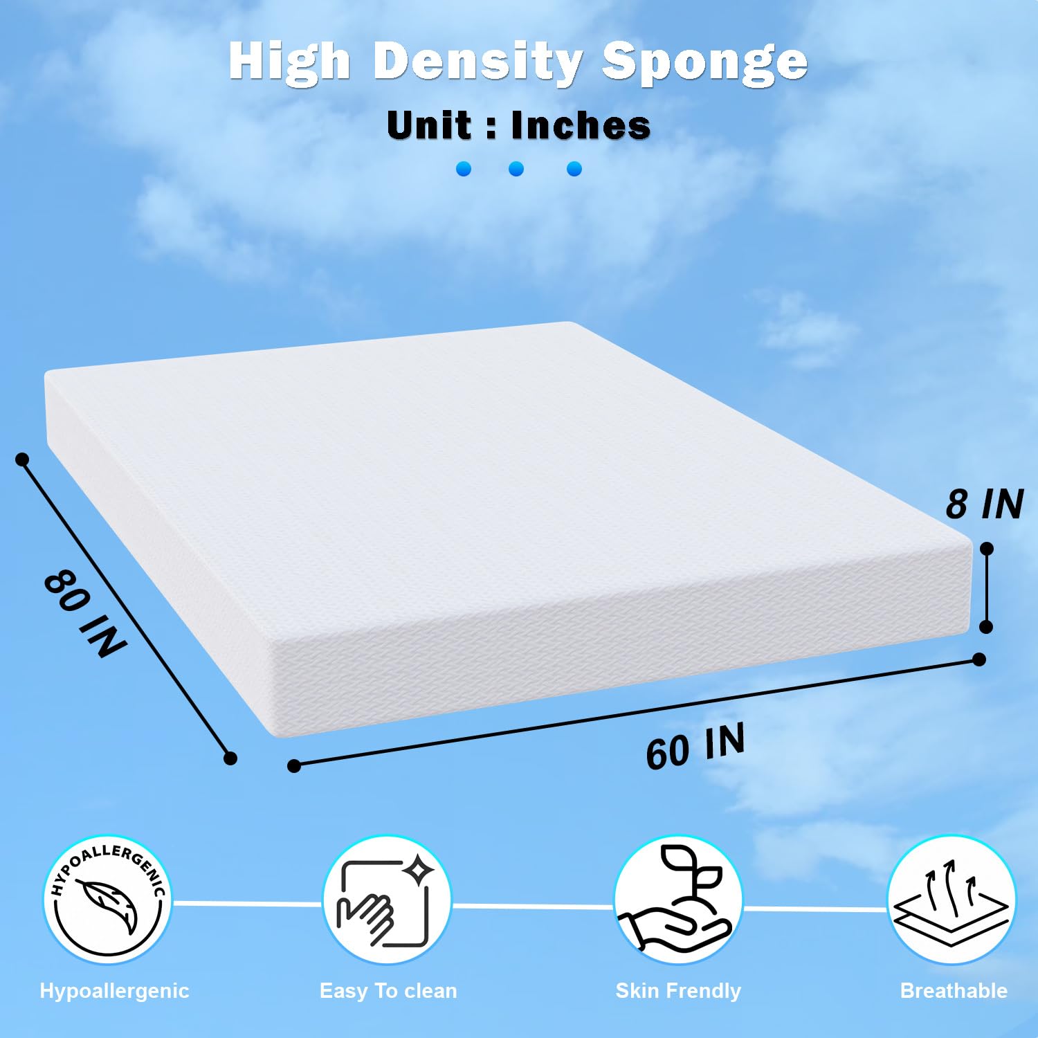 FDW 5/6/8/10/12 Inch Green Tea Memory Foam Mattress with Cooling Gel - Medium Firm CertiPUR-US Certified Bed-in-a-Box for Pressure Relief & Temperature Regulation - Perfect for Hot Sleepers, Back Pain Relief & Guest Rooms (White)
