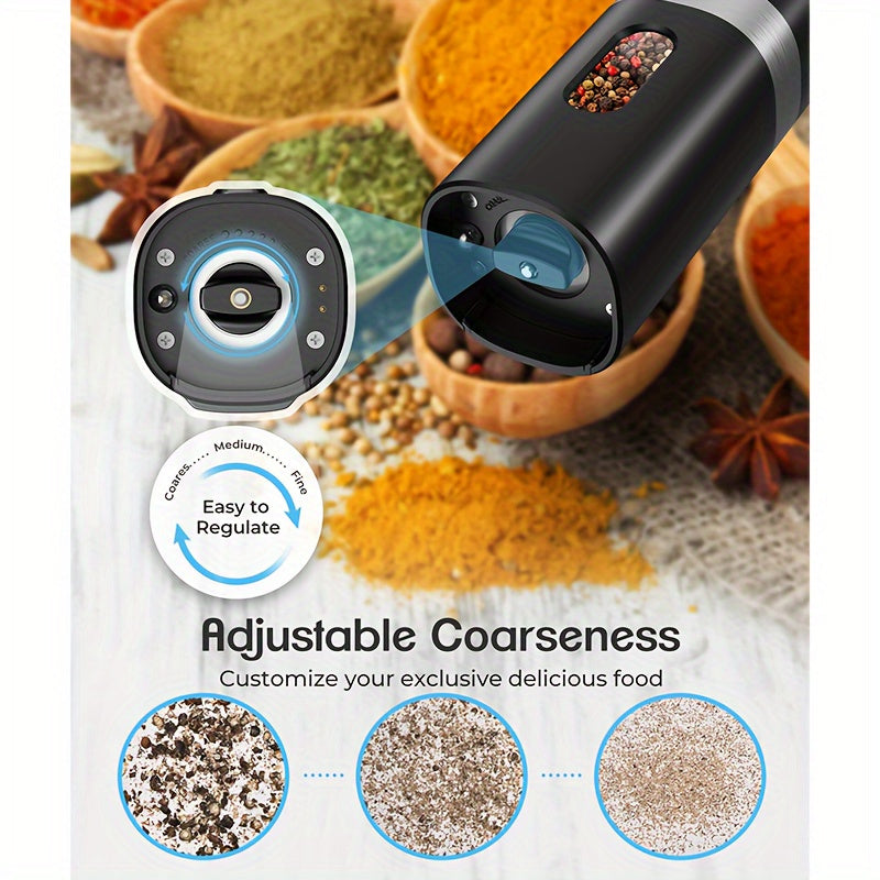Mpow 2-Pack Electric Salt and Pepper Grinder Set - Rechargeable Battery Operated Spice Mill with Adjustable Coarseness - Perfect for Kitchen, Dining Table & Outdoor Cooking