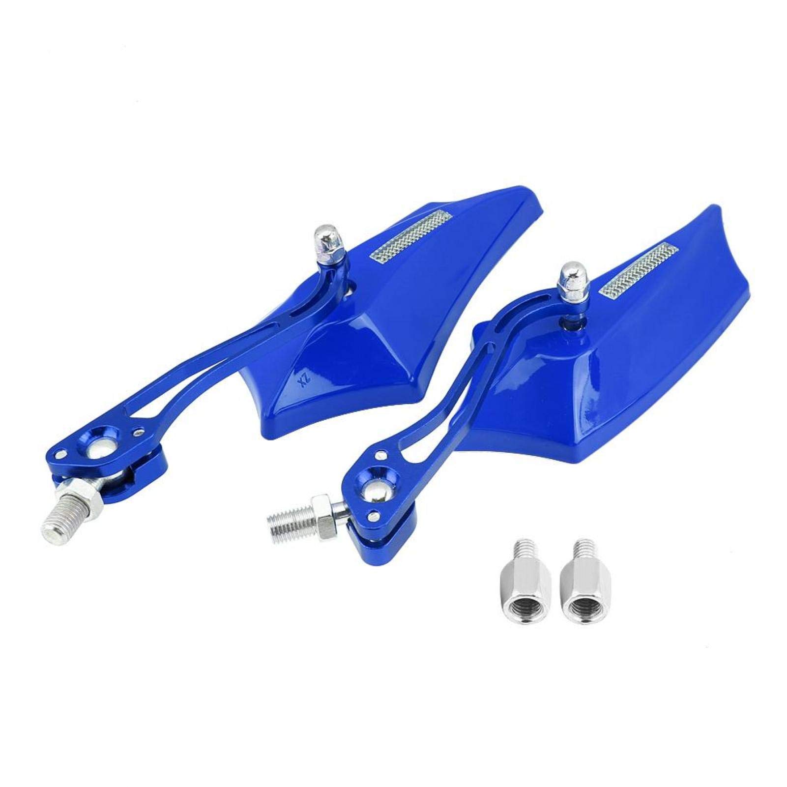 EVGATSAUTO Universal Motorcycle Rear View Mirrors - 1 Pair 10mm/8mm Aluminum Alloy Side Mirrors for Motorcycles & Scooters (4 Color Options, Blue) - Perfect for Safe Riding and Better Visibility on Roads