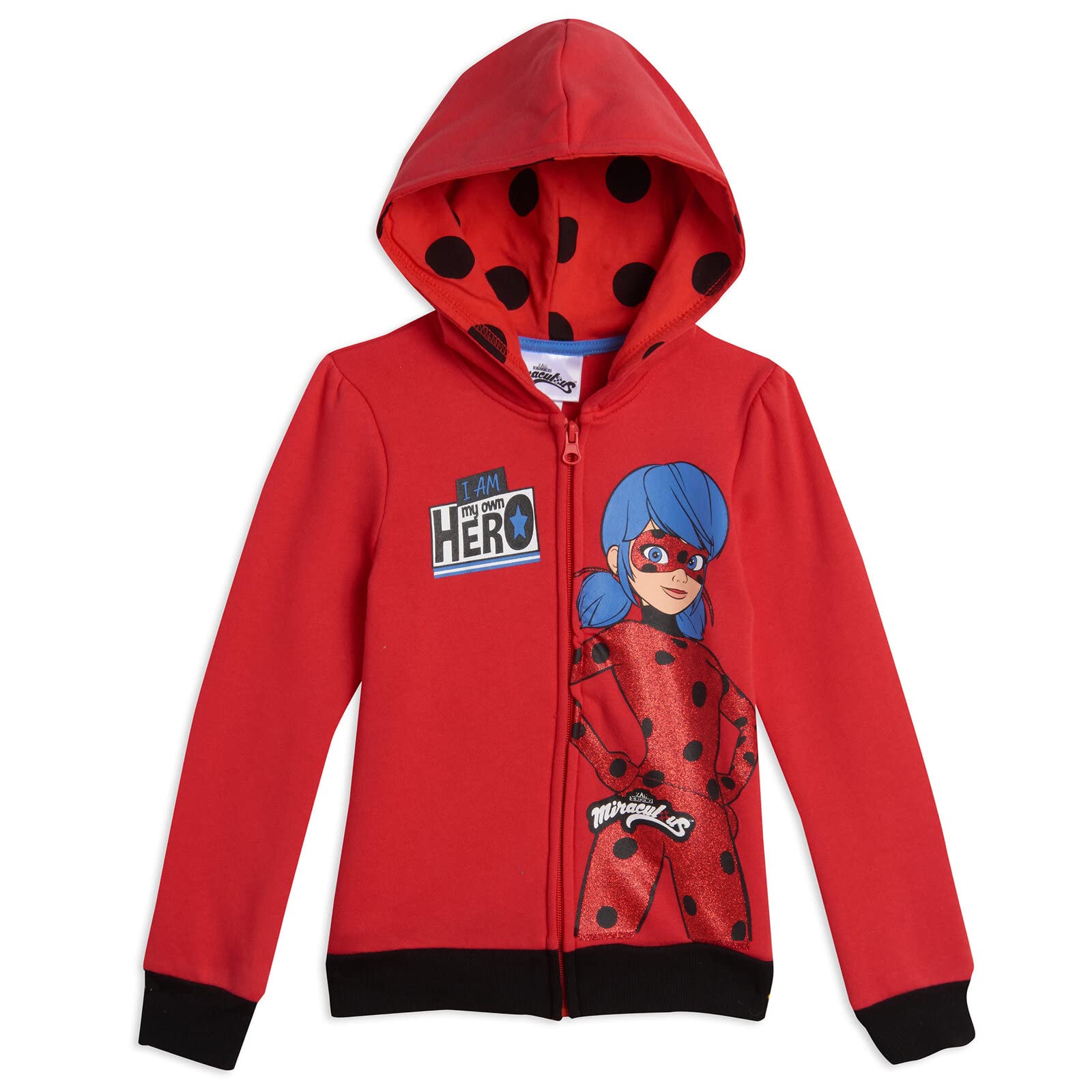 Miraculous Ladybug Girls Zip Up Hoodie - Toddler to Big Kid Sizes | Cute & Comfortable Outerwear for Playdates, School & Everyday Wear