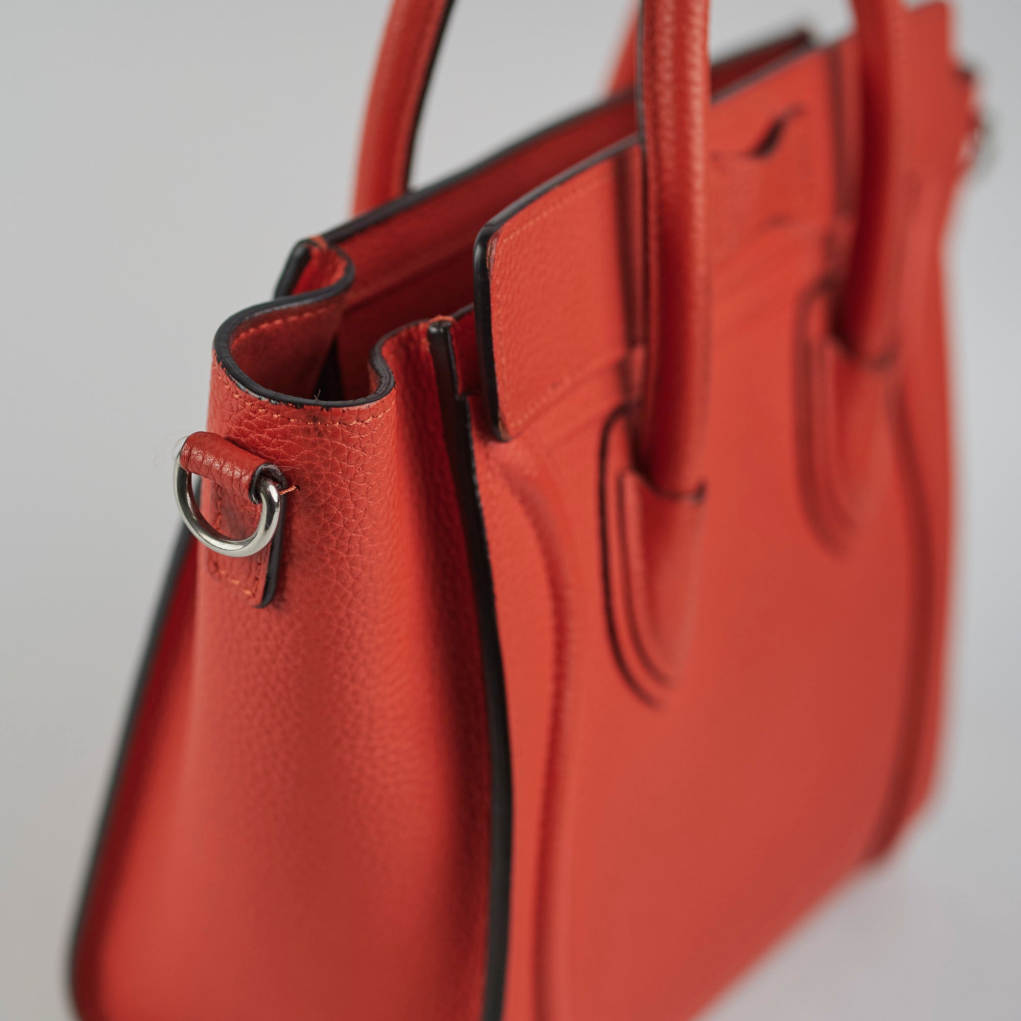 Celine Luggage Nano Orange Leather Handbag - Luxury Designer Crossbody Bag for Women | Perfect for Travel, Work & Evening Out