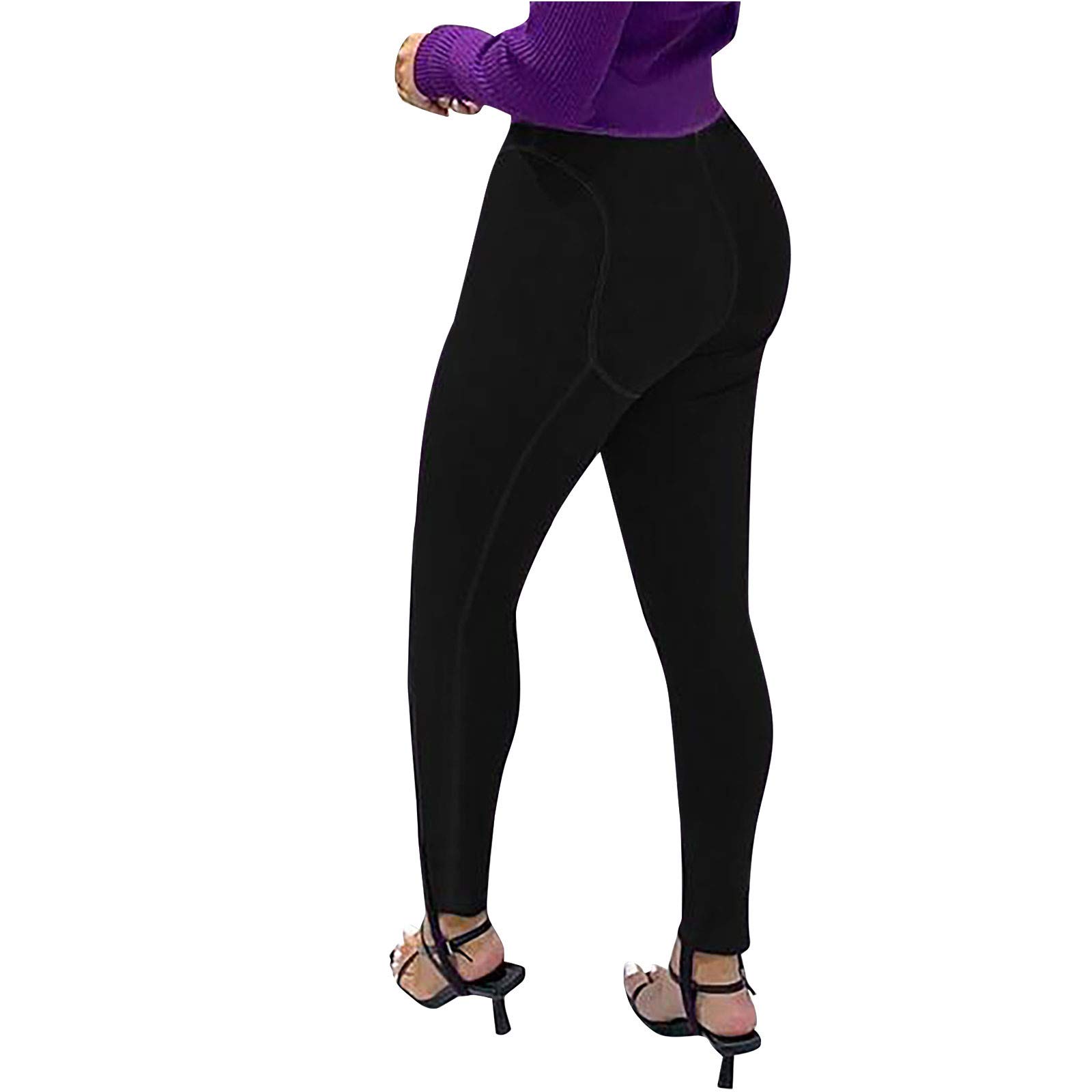 LONEA Women's High Waisted Yoga Pants - Solid Color Stretchy Leggings with Tummy Control & Butt Lifting Design for Workout, Running, Gym & Lounge Wear (Black)