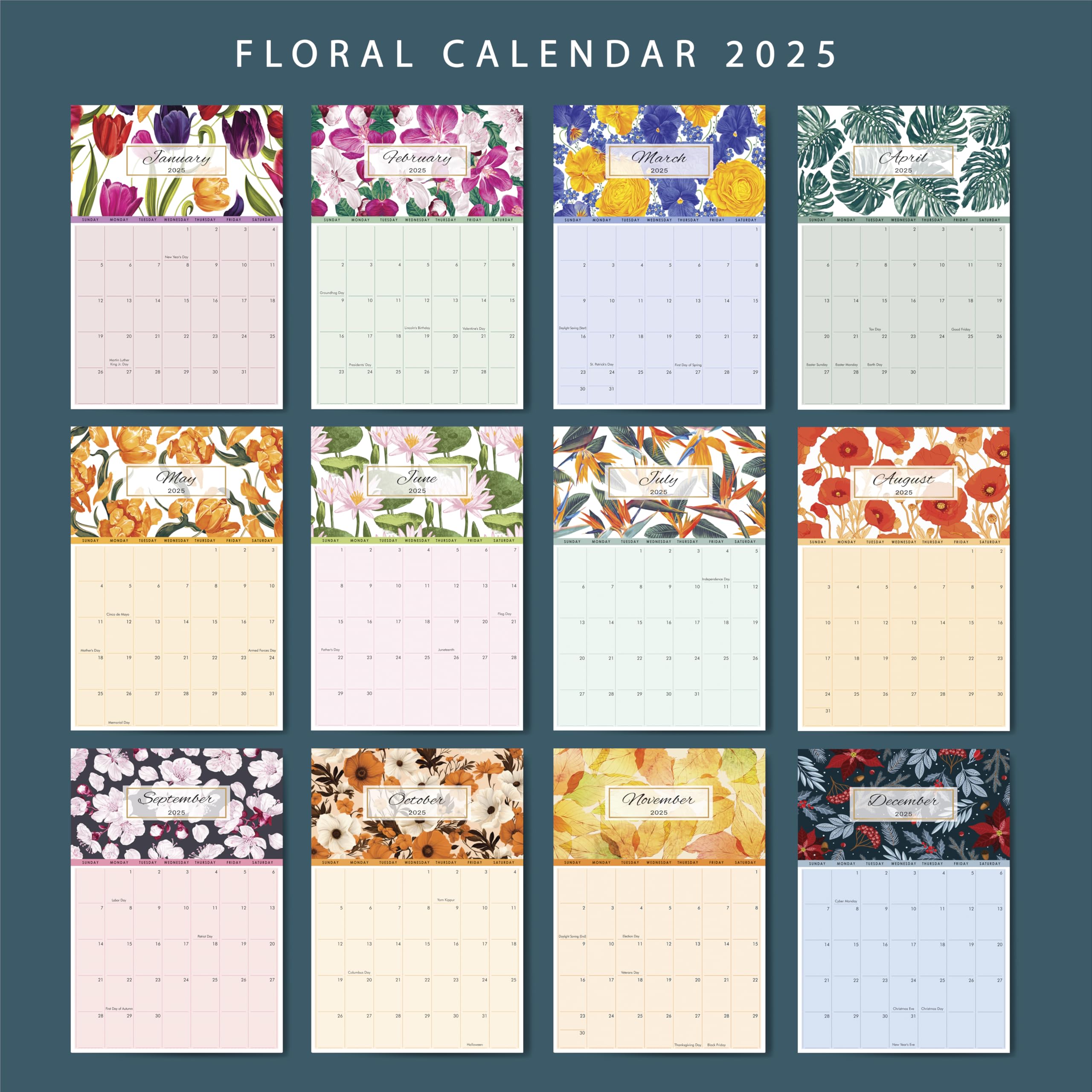 2025 Wall Calendar 12