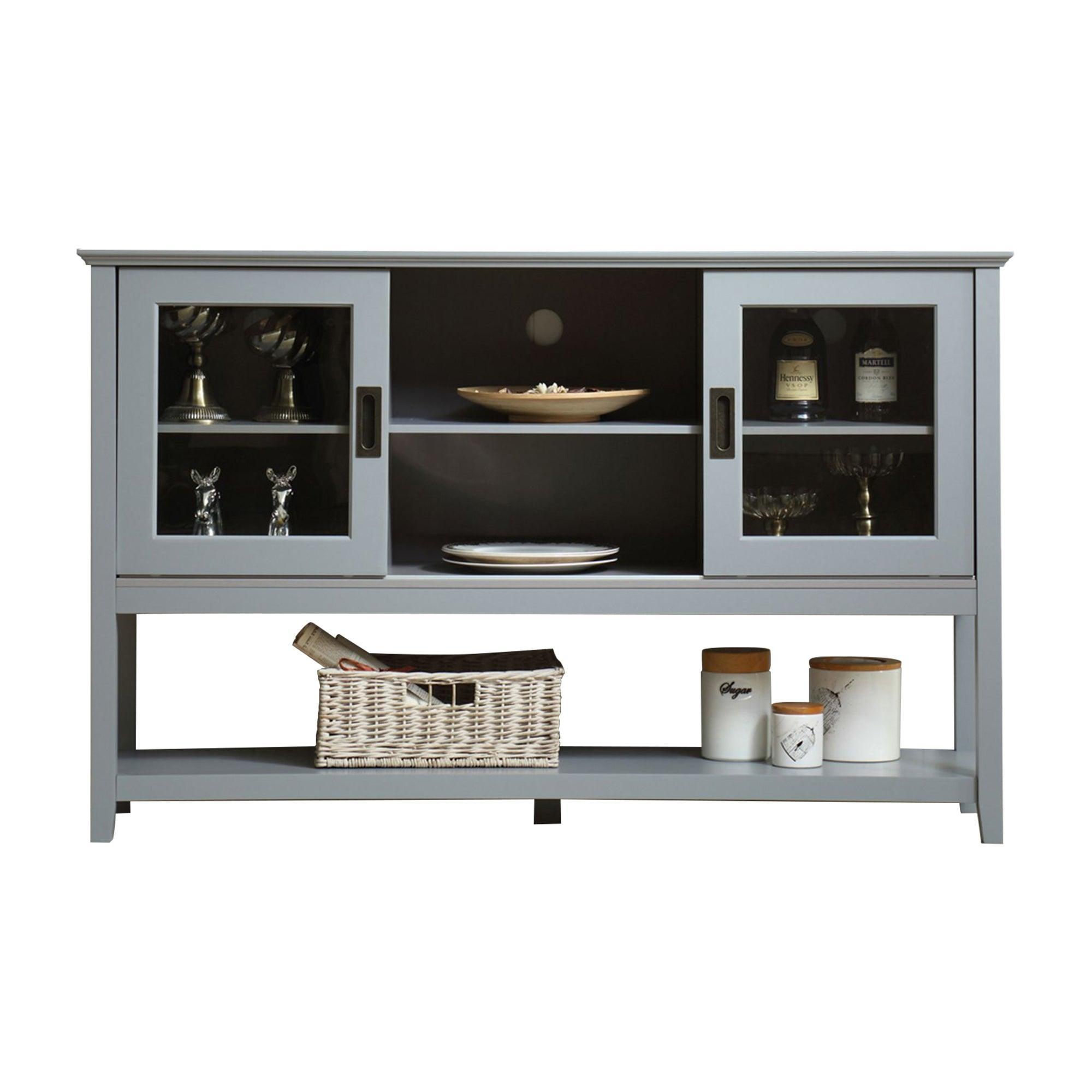 Gray MDF Console Cabinet with Sliding Door - Modern Entryway Storage for Hallway, Living Room & Bedroom Organization