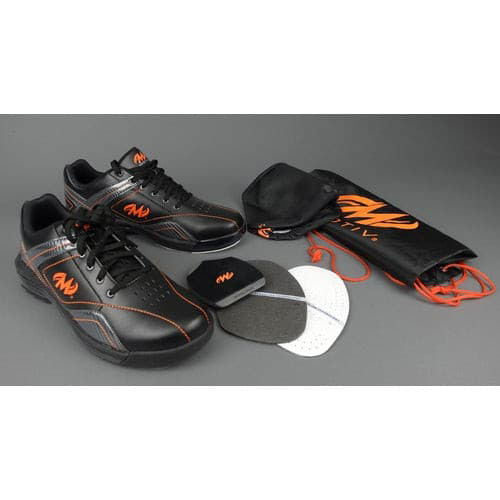 Motiv Men's Propel Black Carbon Orange Left Hand Bowling Shoes - Comfortable & Durable for League Play & Tournament Performance