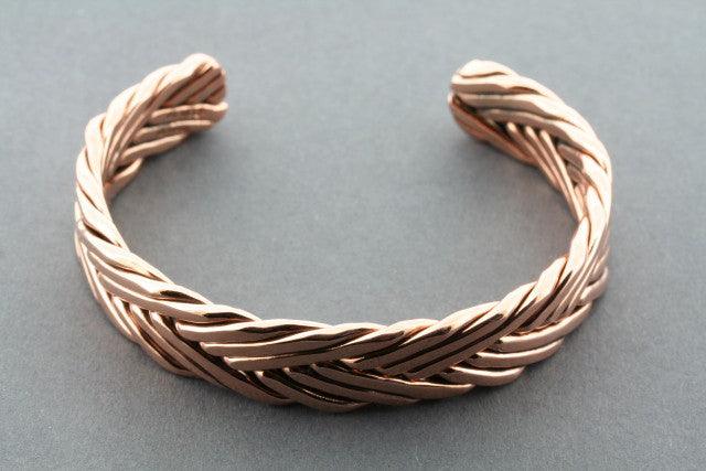 Premium Copper Plaited Flat Cuff Bracelet - Elegant Handmade Jewelry for Women - Perfect for Casual Wear, Office & Special Occasions