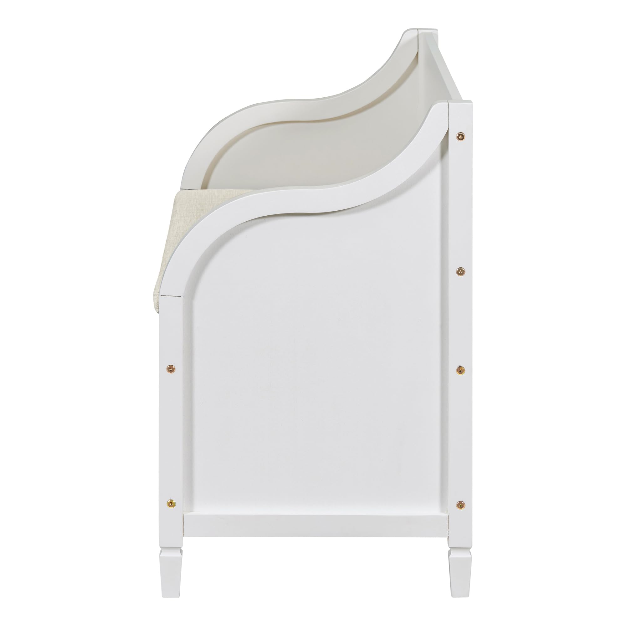 Lift Top Storage Bench with Drawers - Shoe Organizer Bench with Safety Hinge & Cushioned Seat - Entryway Furniture for Hallway, Bedroom, Living Room (White)