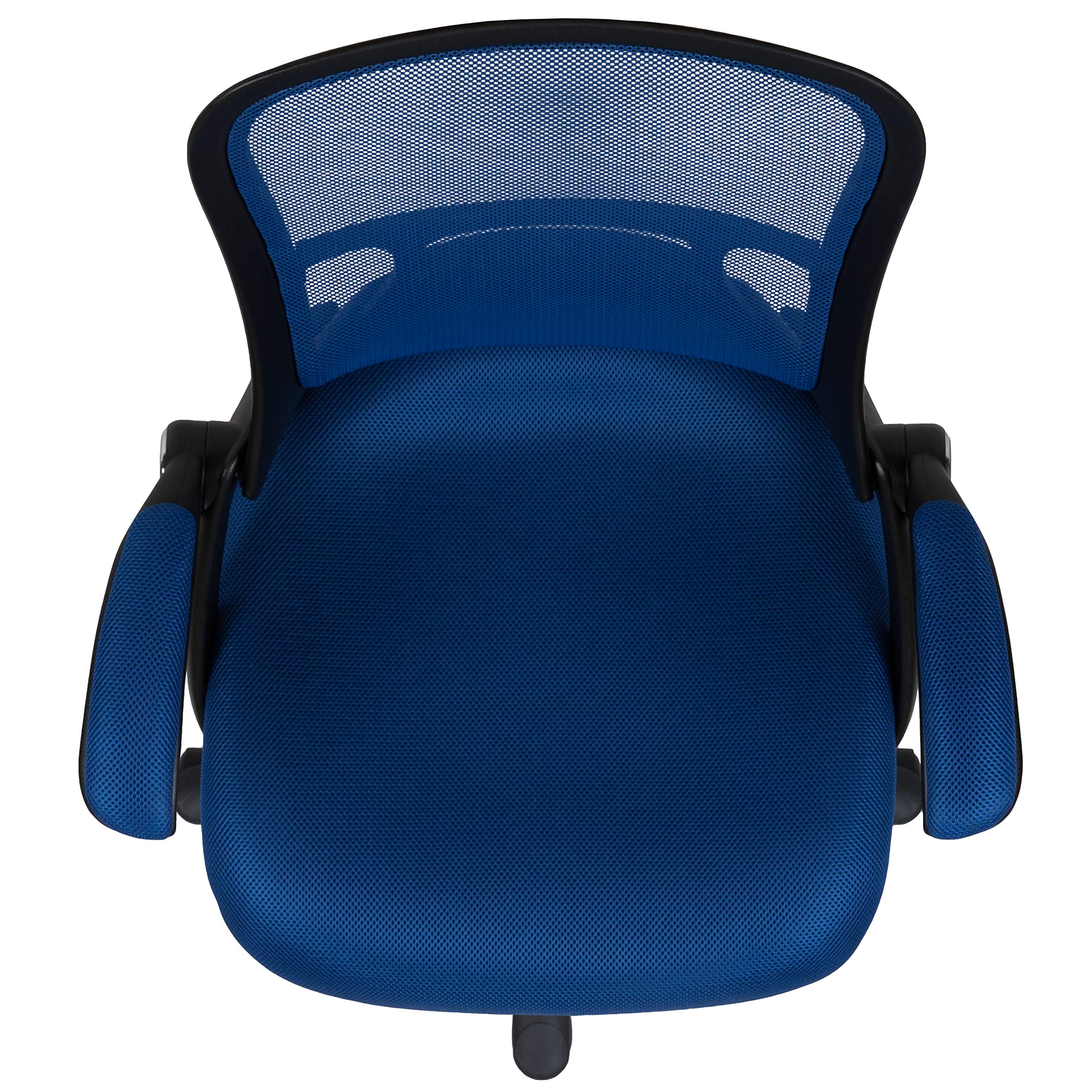 Ergonomic High Back Office Chair with Blue Mesh & Black Frame - Flip-Up Arms for Comfort & Support - Perfect for Home Office, Gaming & Workspaces