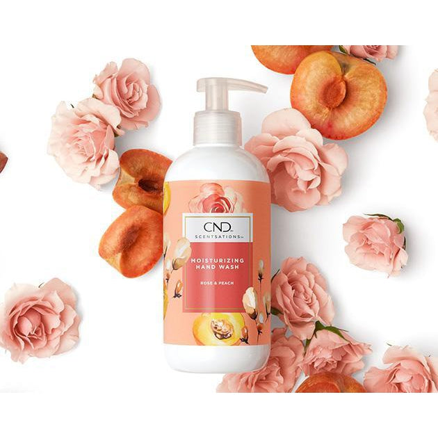 CND Scentsations Rose & Peach Scented Hand Wash - 13.2 fl oz Moisturizing Liquid Soap for Soft Skin | Perfect for Bathroom, Kitchen & Office Use