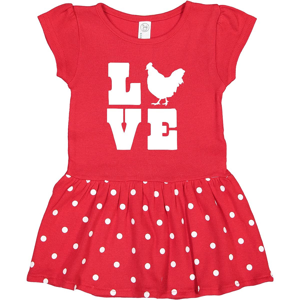 Inktastic Love Chickens Toddler Dress - Cute Chicken Print Baby Girl Outfit for Playdates & Family Photos | Soft Cotton Casual Wear for 1-3 Year Olds