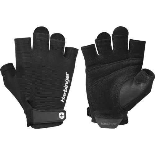 Harbinger Unisex Power Gloves 2.0 - Black Weight Lifting Gloves for Gym, Cross Training & Workout - Enhanced Grip & Wrist Support for Weightlifting, Pull-Ups & Fitness Training