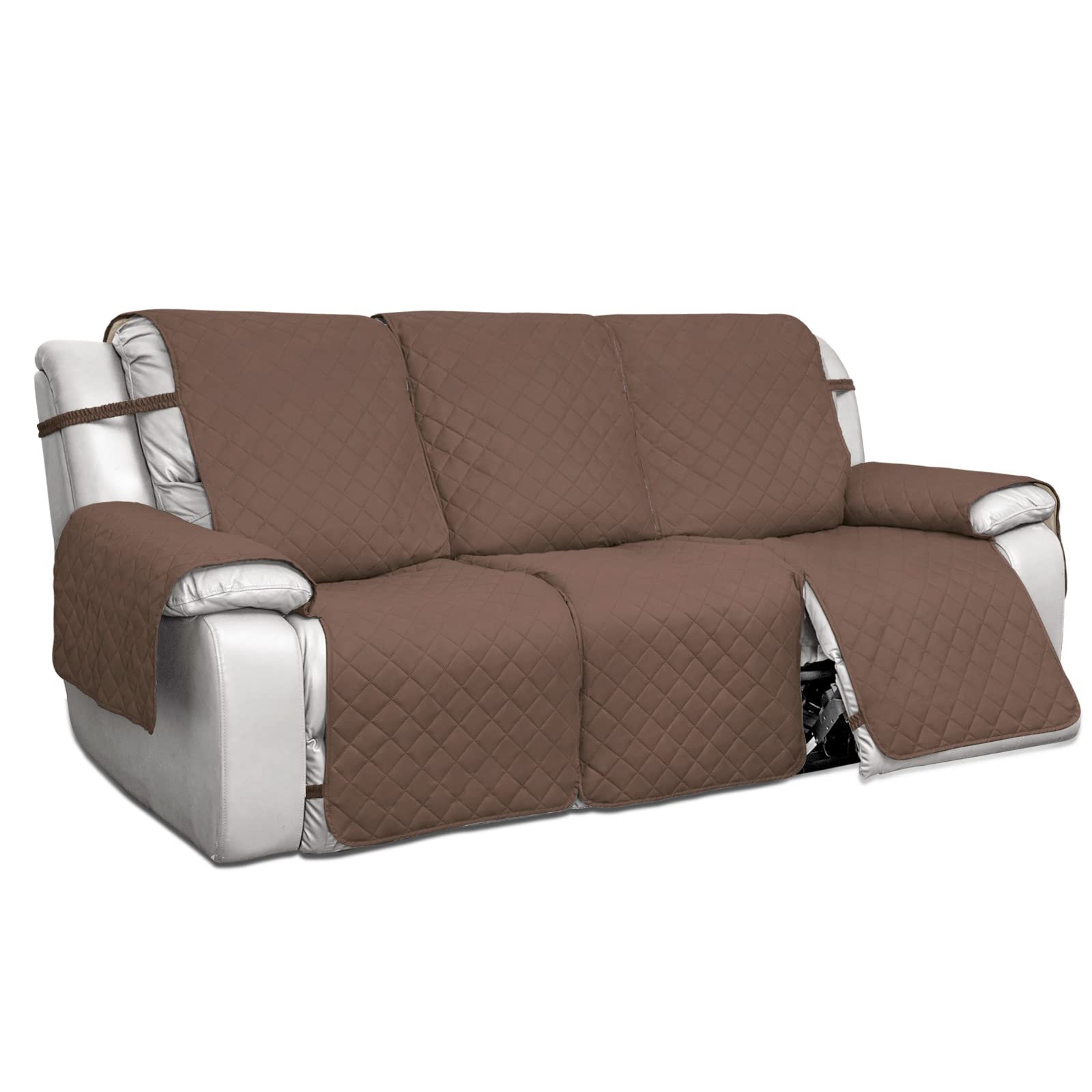 PureFit Waterproof Reversible Sofa Cover for Recliner 3-Seater - Non-Slip Split Design, Washable Furniture Protector for Pets & Kids (Brown/Beige) - Perfect for Living Room, Family Room & Pet-Friendly Homes