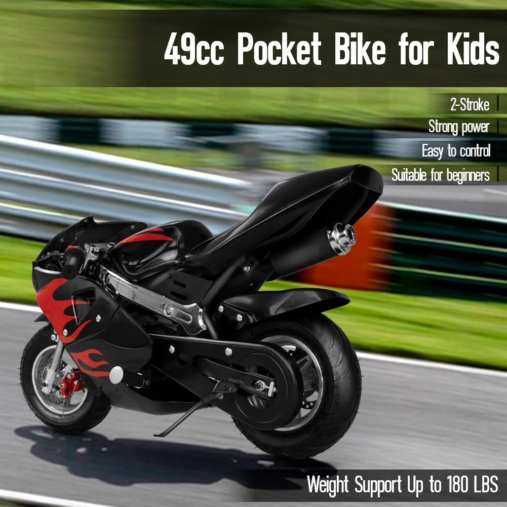 49CC 2-Stroke Mini Gas Motorbike - Off Road Trail Bike with Dual Headlights for Adults