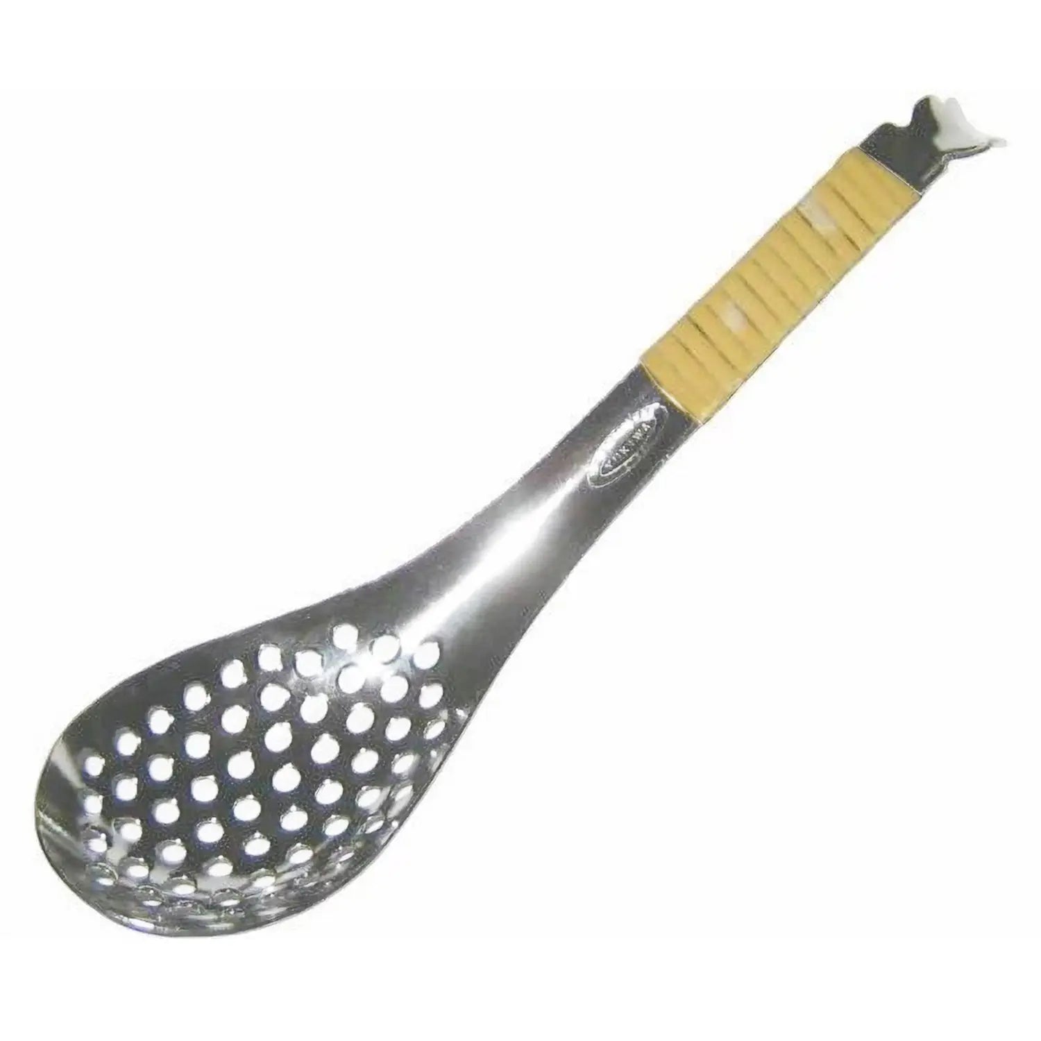 Premium EBM Stainless Steel Renge Spoon with Rattan Handle - Durable Kitchen Utensil for Cooking, Serving & Asian Cuisine | Perfect for Stir-Frying, Soup Serving & Tableware Display