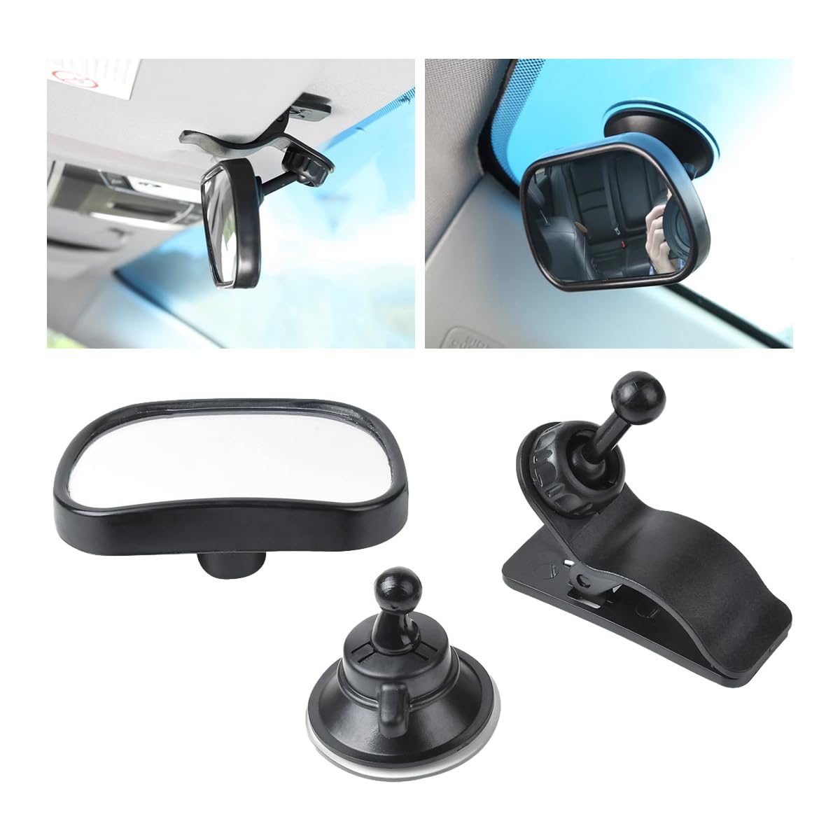 Baby Car Mirror - Shatter-Proof Backseat Rear Facing Mirror for Infant Safety, 360° Rotating Clear View Car Accessory for Windshield & Sun Visor | Perfect for Parents to Monitor Baby While Driving