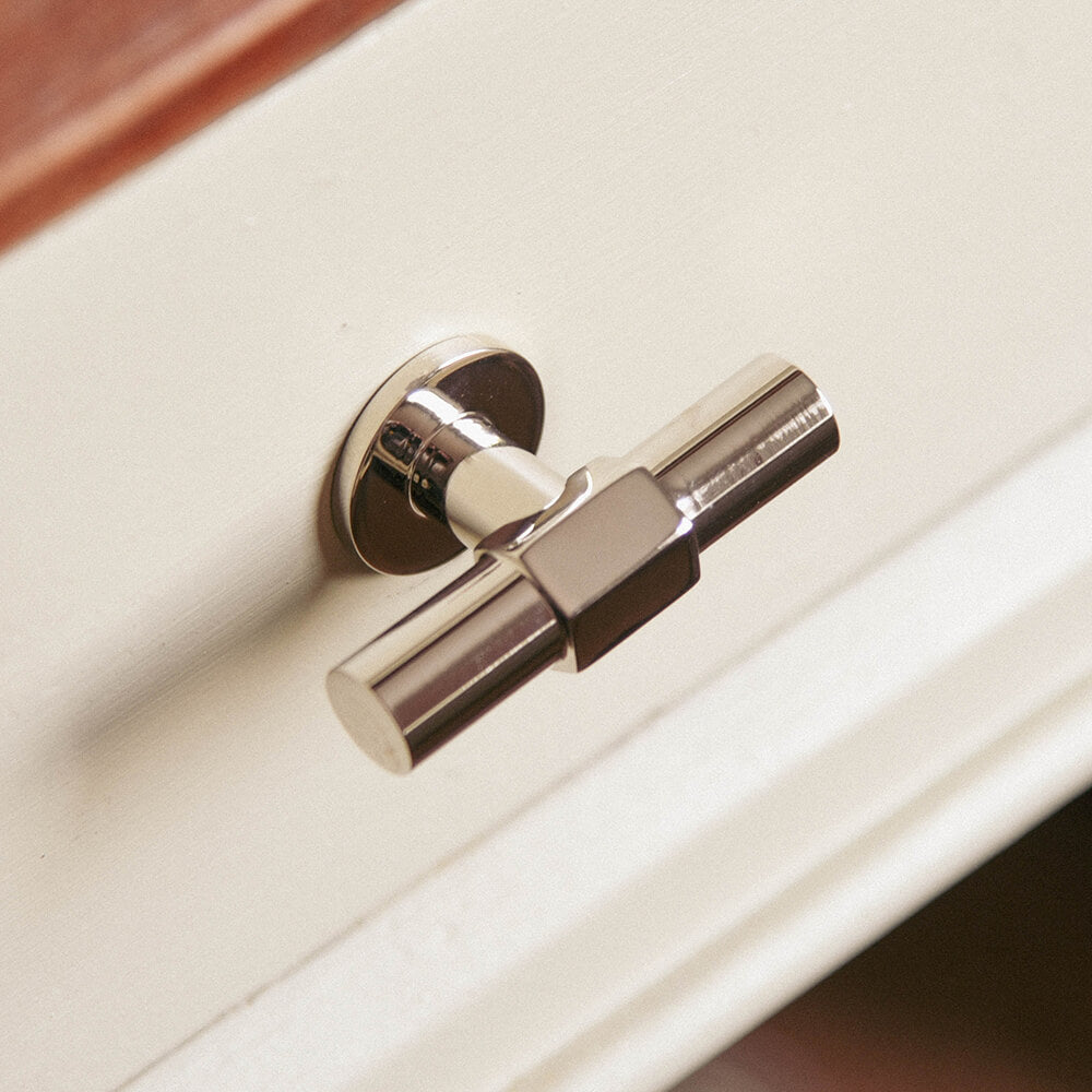 Polished Nickel Fusion T Bar Cabinet Knob - Elegant Hardware for Kitchen Cabinets, Dressers & Furniture - Perfect for Modern Home Decor & DIY Upgrades