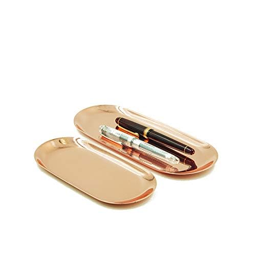 Stainless Steel Jewelry Tray & Cosmetic Organizer - Rose Gold Display Tray for Jewelry, Watches, Keys, Phone, Wallet & Trinkets (2 Sizes) | Perfect for Vanity, Dresser & Bathroom Organization