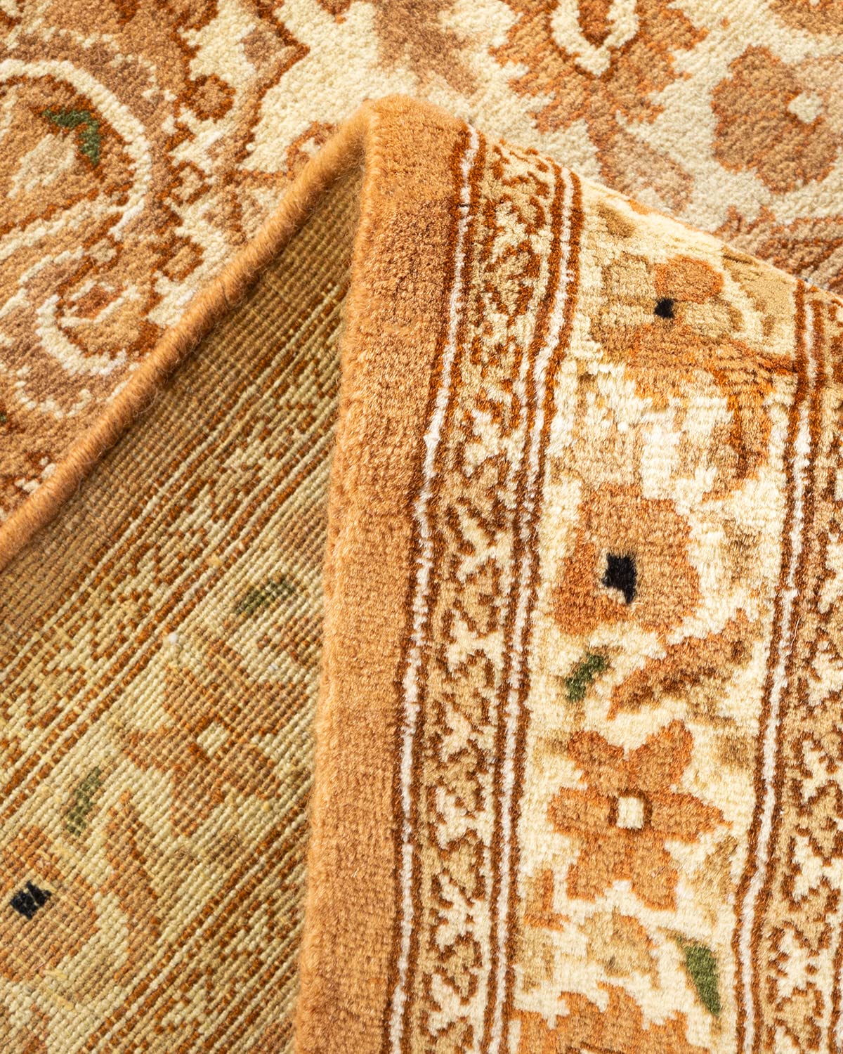 Handmade Traditional Oriental Mogul Yellow Wool Area Rug 6x9 ft - Unique Hand-Knotted Solo Rugs for Living Room, Bedroom & Dining Room Decor