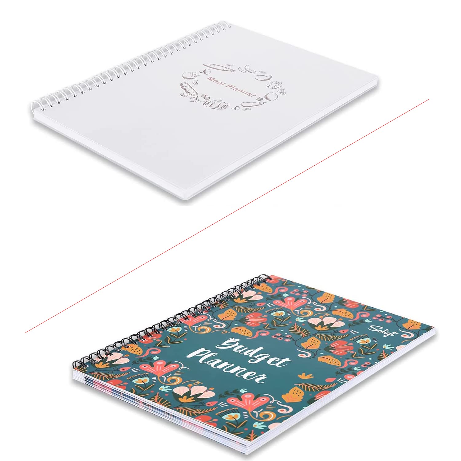 Budget Planner & Meal Planner Notebook with Floral Design - Financial Organizer, Expense Tracker & Grocery List for Personal Finance, Meal Planning & Savings Goals (Perfect for Students, Moms & Home Organization)