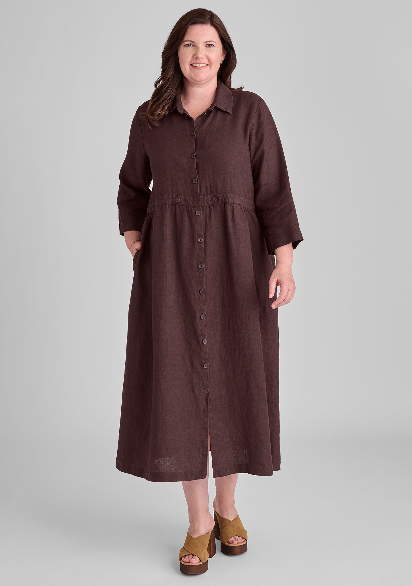 Women's Linen Button Down Maxi Dress - Breathable Summer Casual Long Dress for Beach, Vacation & Everyday Wear