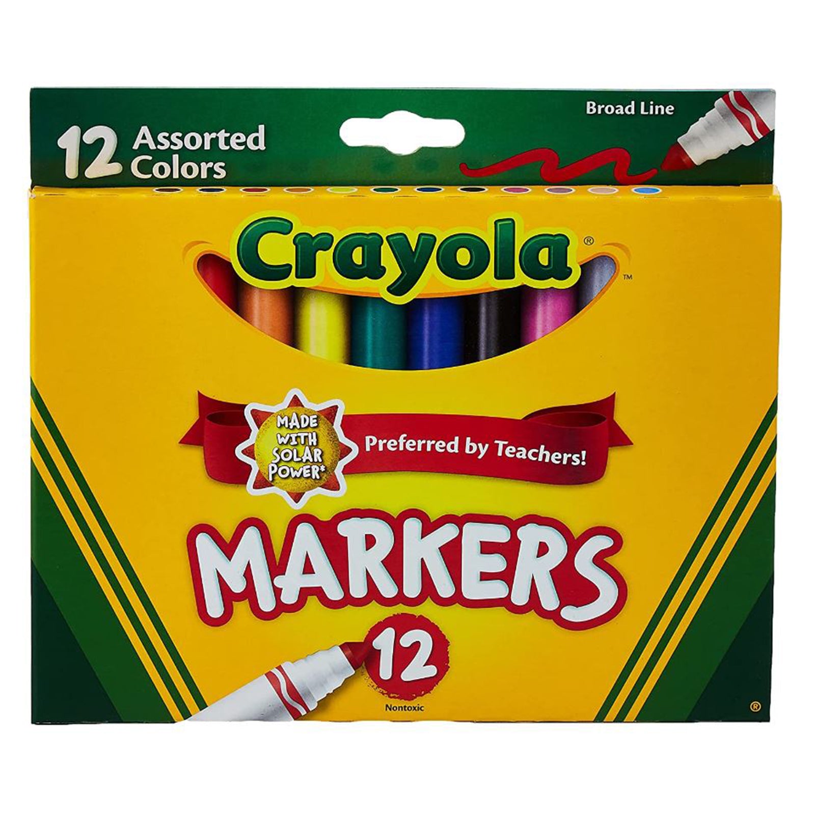 Crayola 12-Count Broad Line Markers Set - Vibrant Colors for Kids' Art Projects, School Supplies & Creative Drawing