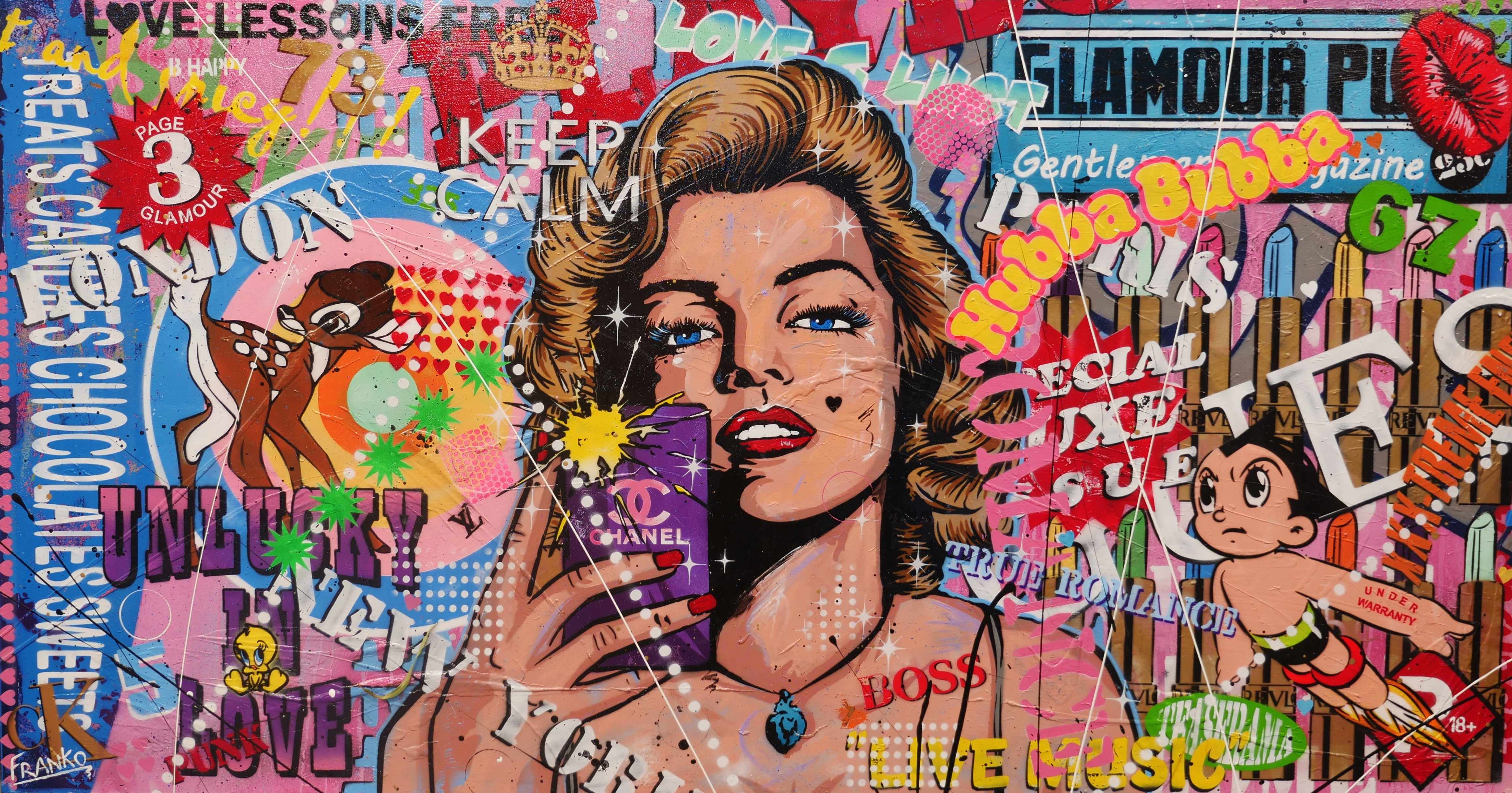 190cm x 100cm Marilyn Monroe Textured Urban Pop Art Canvas Painting - Modern Wall Decor for Living Room, Bedroom & Office