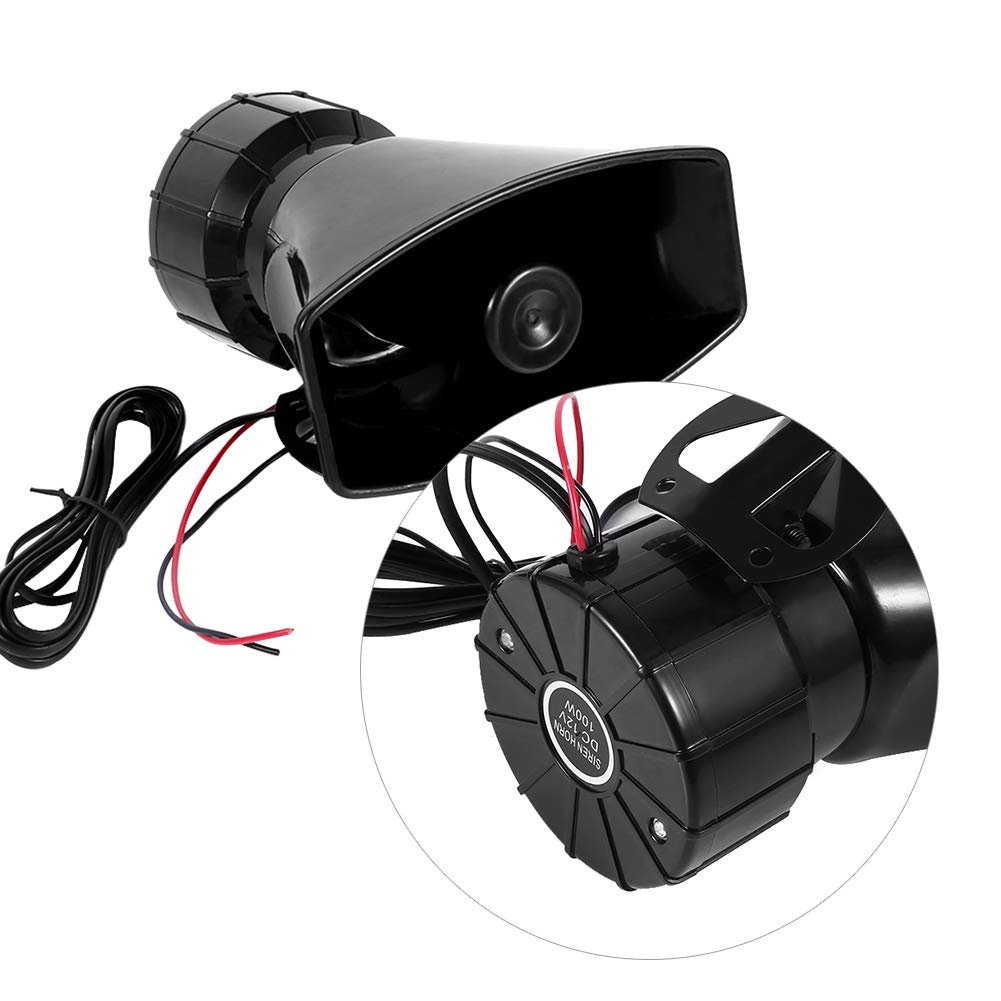 12V 100W 7-Tone Emergency Car Siren Speaker with Mic & PA System - 120dB Loud Vehicle Horn for Police, Ambulance, Security Trucks, Boats & Vans - Ideal for Emergency Alerts, Traffic Control & Public Safety