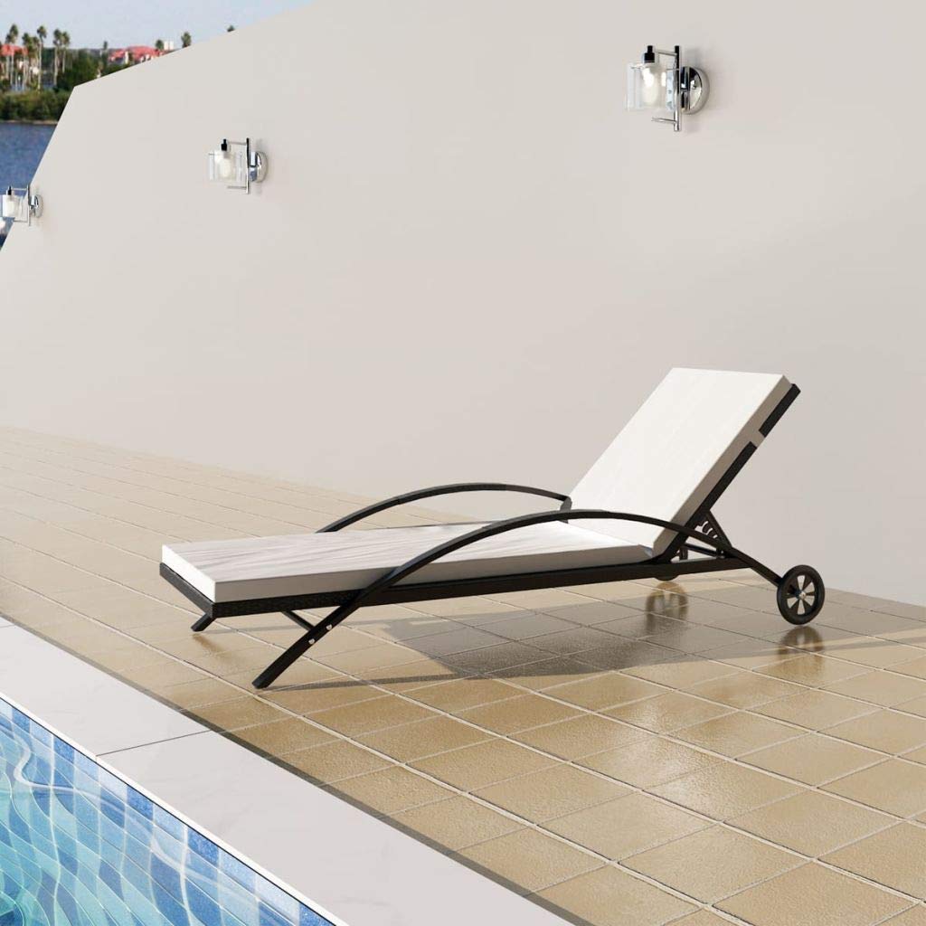 Foldable Sun Lounger & Camping Cot - Portable Chaise Lounge with Mattress for Outdoor, Beach, Poolside Relaxation | Lightweight Poly Rattan in Anthracite | Perfect for Backyard, Patio, and Travel