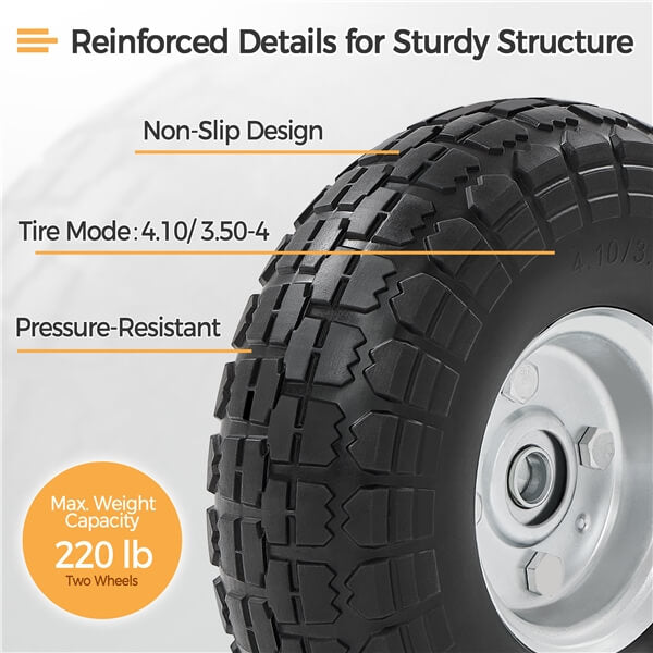Yaheetech 10 Inch Solid Wheelbarrow Tires - Heavy Duty Replacement Tires for Garden, Construction, and Yard Work - Perfect for Wheelbarrows, Hand Trucks, and Utility Carts