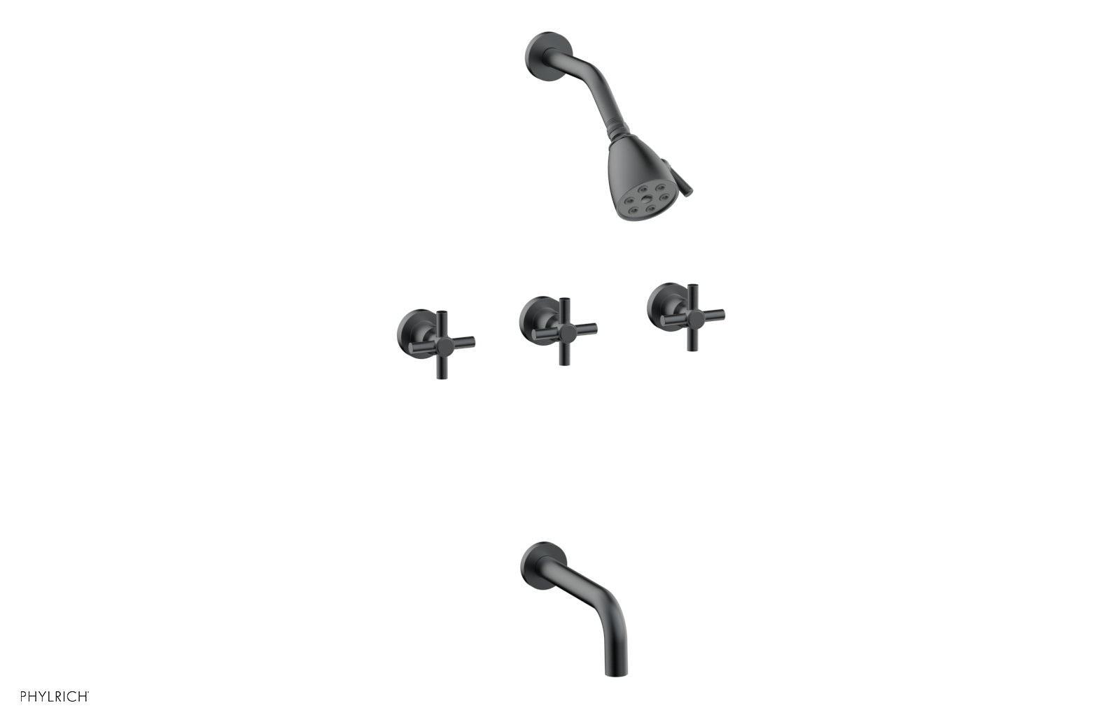 D2134 Basic Three Handle Tub and Shower Faucet Set - 7 1/2 Inch Spout with Tubular Cross Handles - Perfect for Bathroom Renovation and Home Upgrade