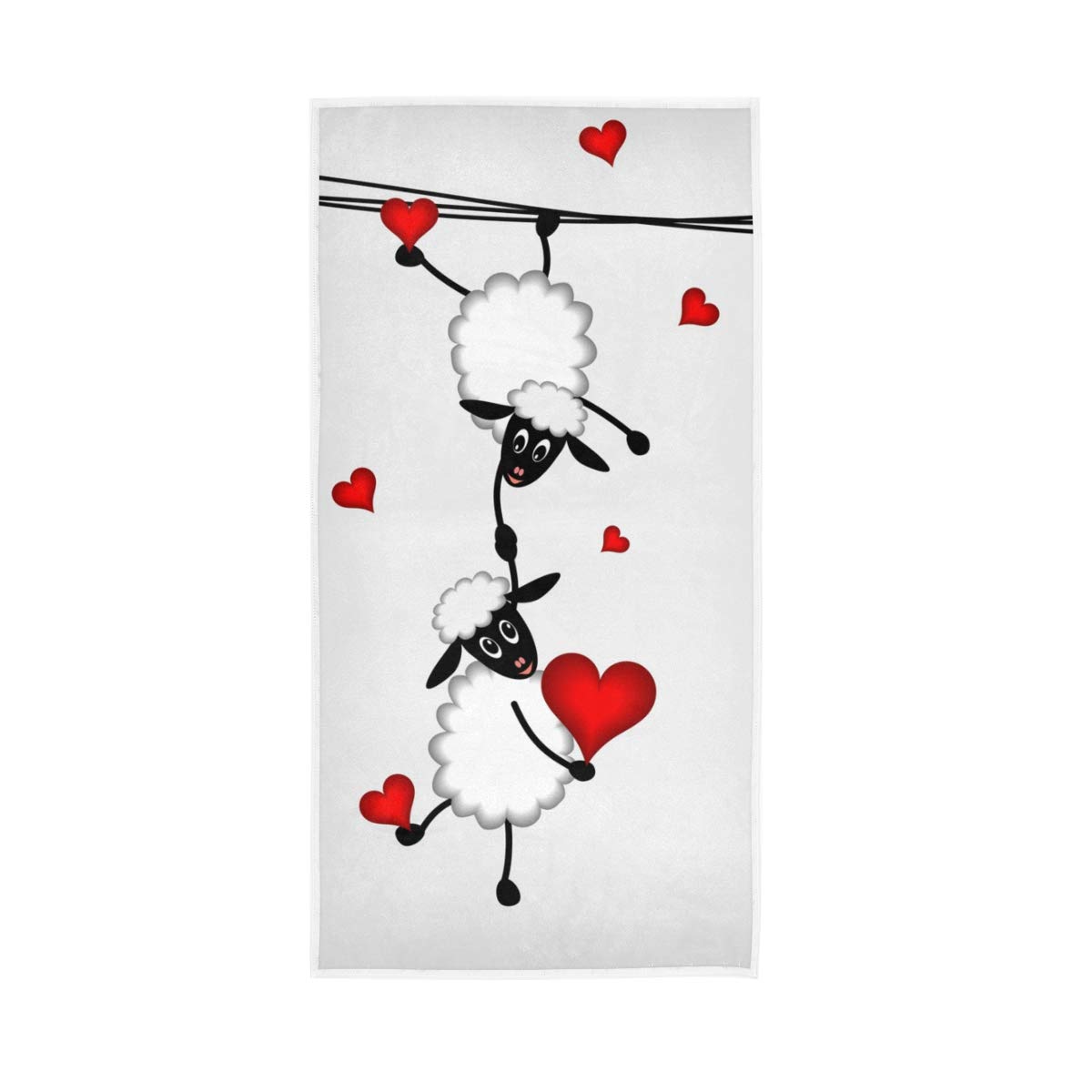 Valentine's Day Sheep Print Kitchen Hand Towel - 30x16in Red Heart Washcloths for Bathroom & Home Decor | Cute Guest Towels for Housewarming Gifts, Spring Kitchen Accessories | Perfect for Valentine's Decor, Bridal Showers & Cozy Home Styling