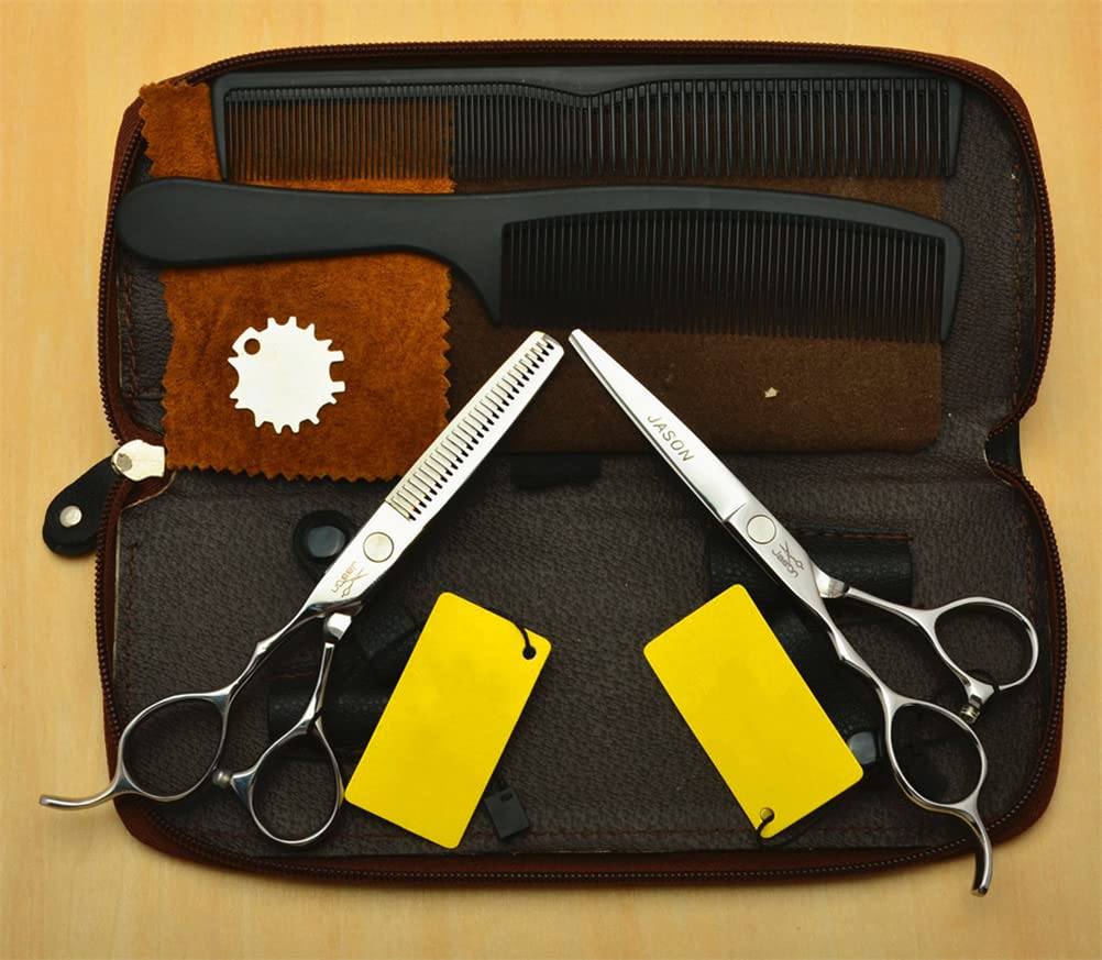 Professional Hair Cutting Scissors Set - Barber & Stylist Shears Kit with Left-Handed Scissors & Thinning Shears for Salon, Home Haircuts & DIY Hairstyling | Sharp Stainless Steel Hairdressing Tools for Precision Trims & Texturizing