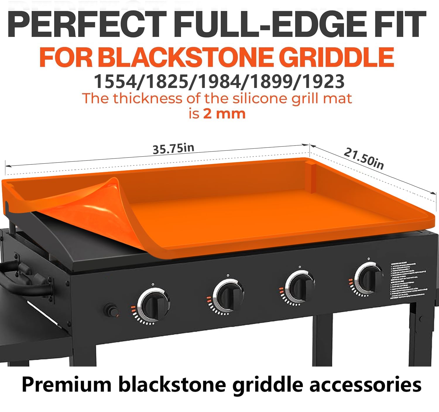 Blackstone 36 Inch Silicone Griddle Cover Mat - Food-Grade Grill Accessories for Flat Top Protection | Full Wrap-Around Design | Perfect for Outdoor Cooking, Camping & Backyard BBQs