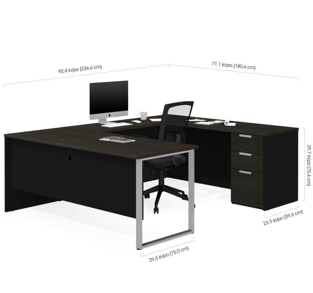 Pro Concept Plus U-Shaped Office Desk with Pedestal - 2 Color Options | Ergonomic Workstation for Home & Business Use