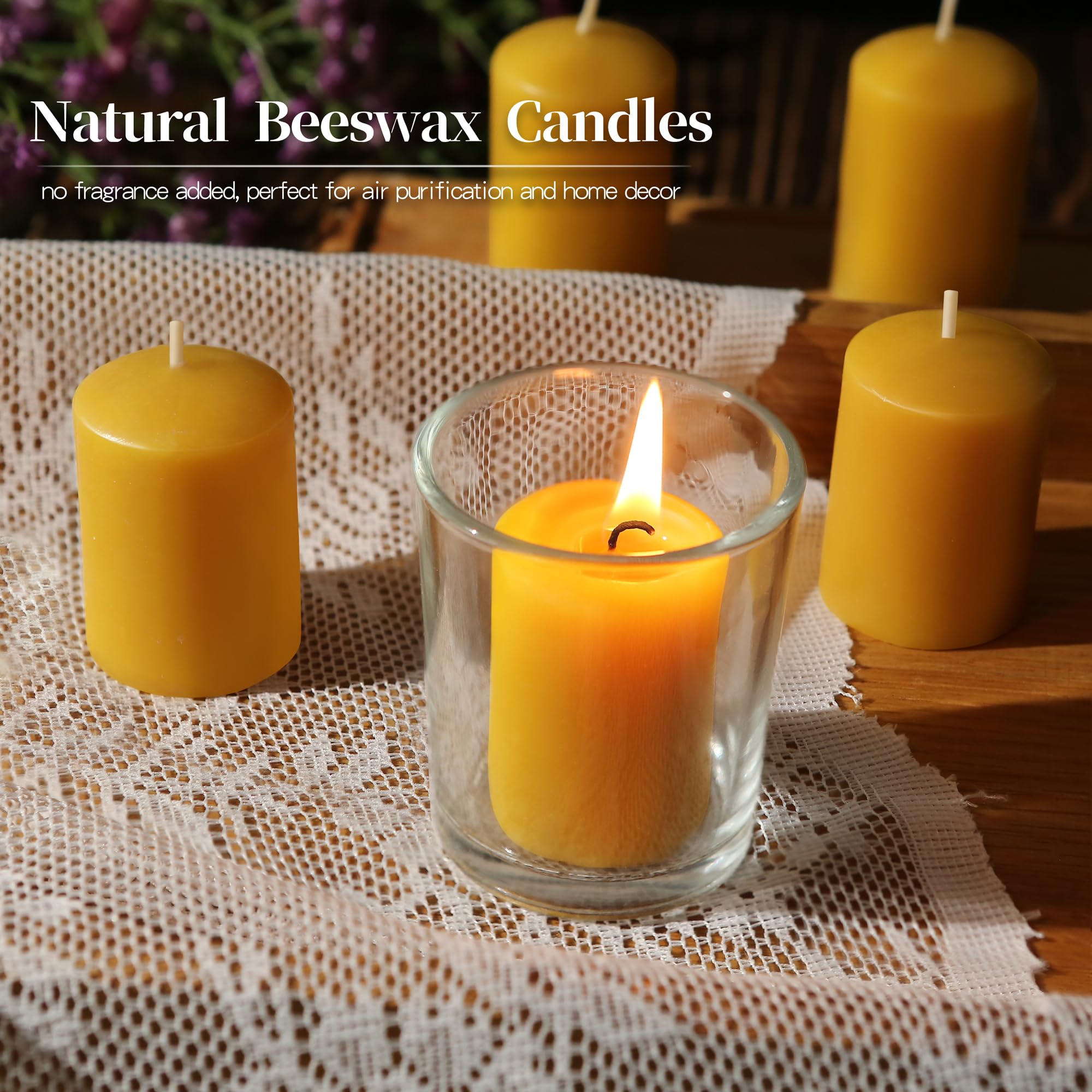 12Pcs Natural Beeswax Votive Candles - Handmade for Home Decor & Weddings