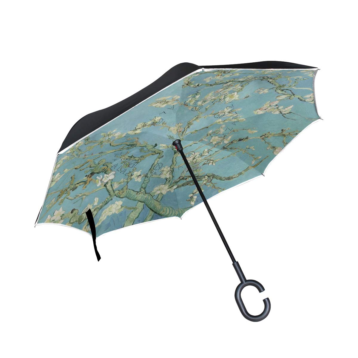 Double Layer Inverted Windproof Umbrella - Van Gogh Design for Car & Outdoor Use