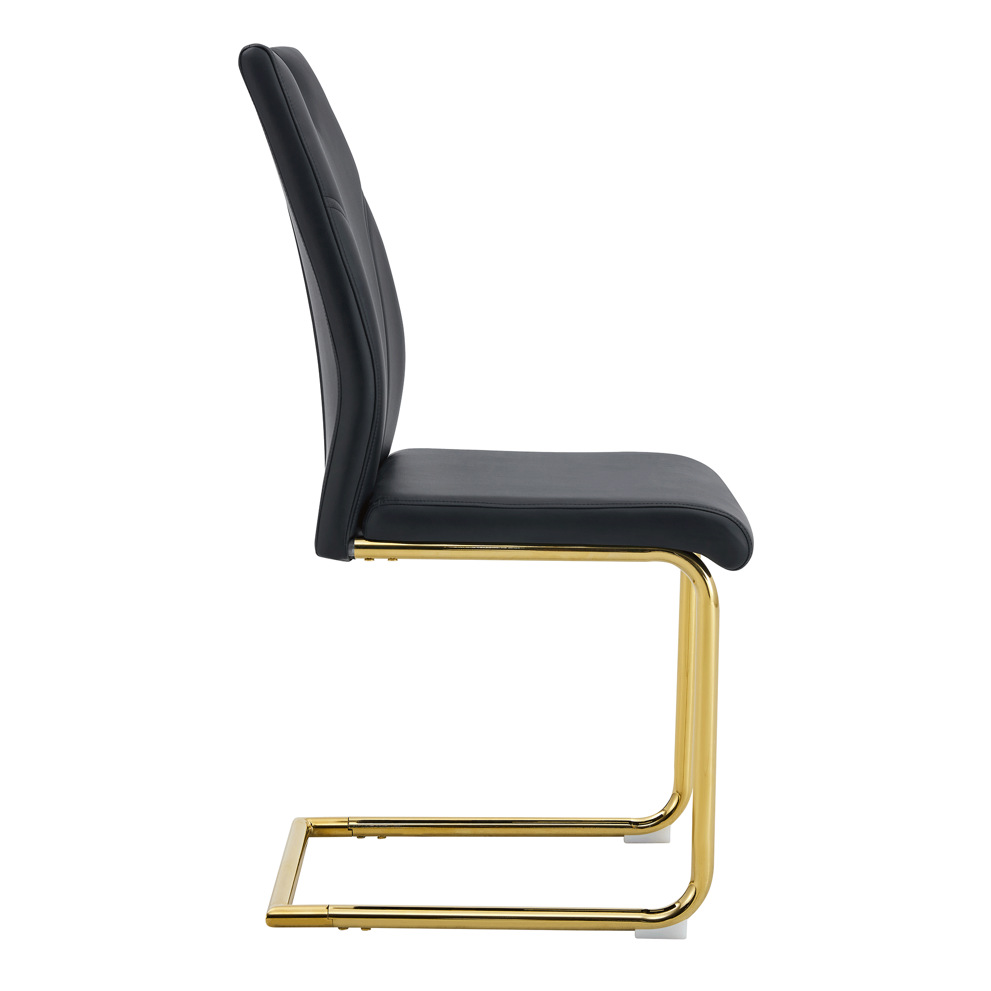 Modern Black PU Dining Chairs Set of 4 - Waterproof Faux Leather Upholstery with Gold Metal Legs - Stylish for Kitchen, Restaurant, Office & Conference Room - Elegant Seating Solution for Home & Commercial Use